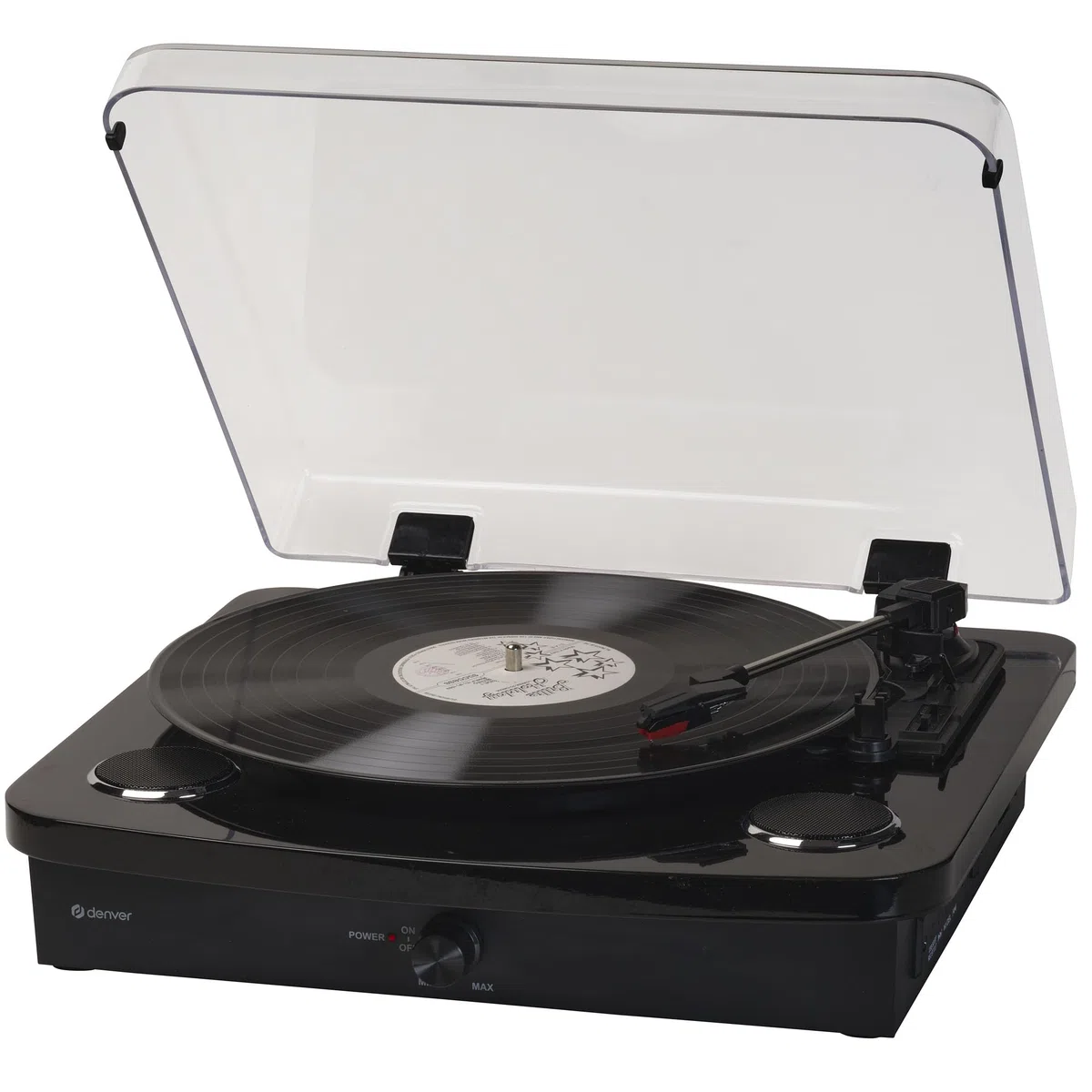 Denver VPL-230B Giradischi Bluetooth per Vinili con Casse Integrate, USB/SD, Registrazione MP3, Phono Out, 33/45/78 RPM, Nero