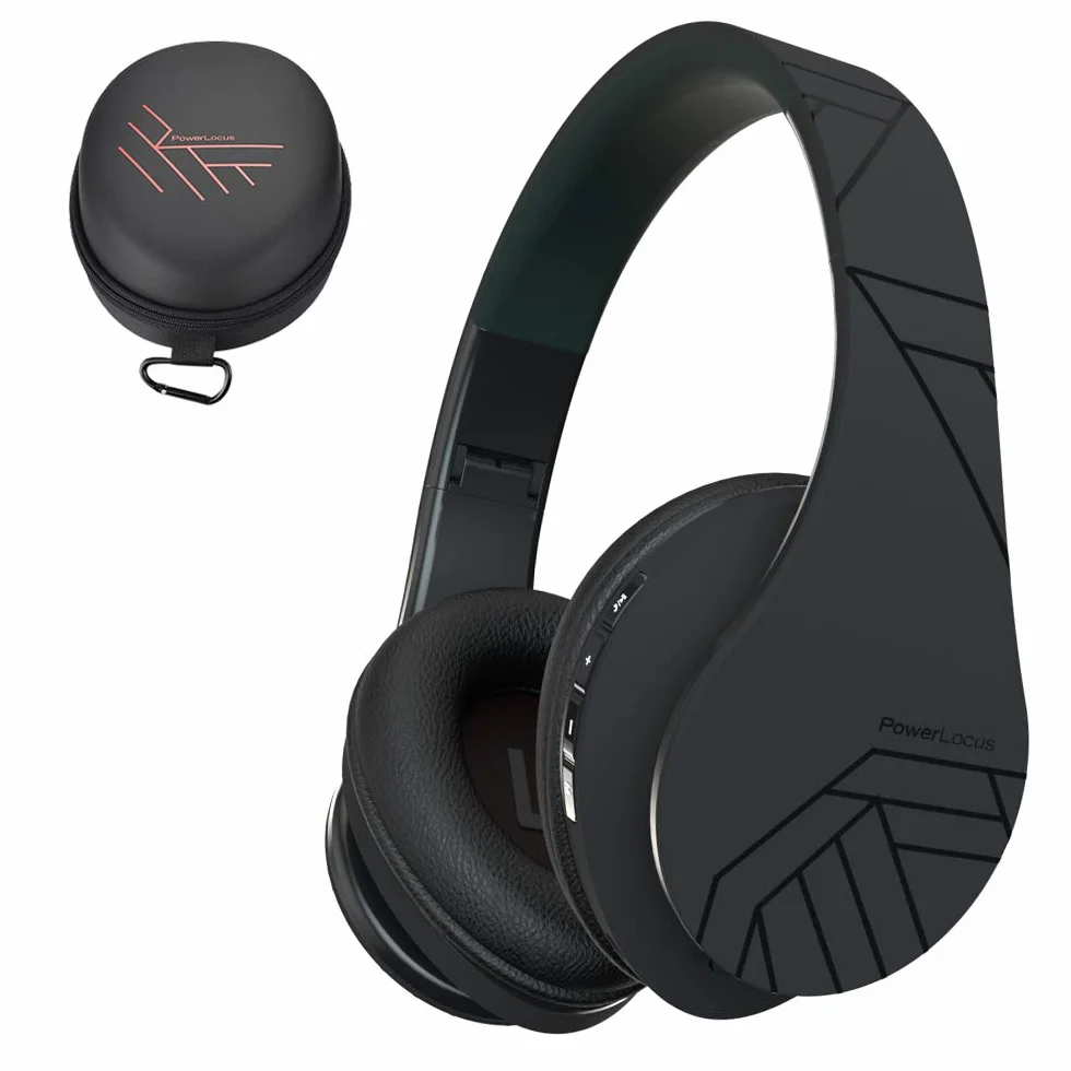 PowerLocus Cuffie Bluetooth Over Ear, Cuffie Wireless Bluetooth 5.3, Hi-Fi Stereo Suono, Senza Fili con Microfono, Pieghevoli, Micro SD/TF, FM Radio per Viaggio/Telefono/PC/Ufficio (Nero)