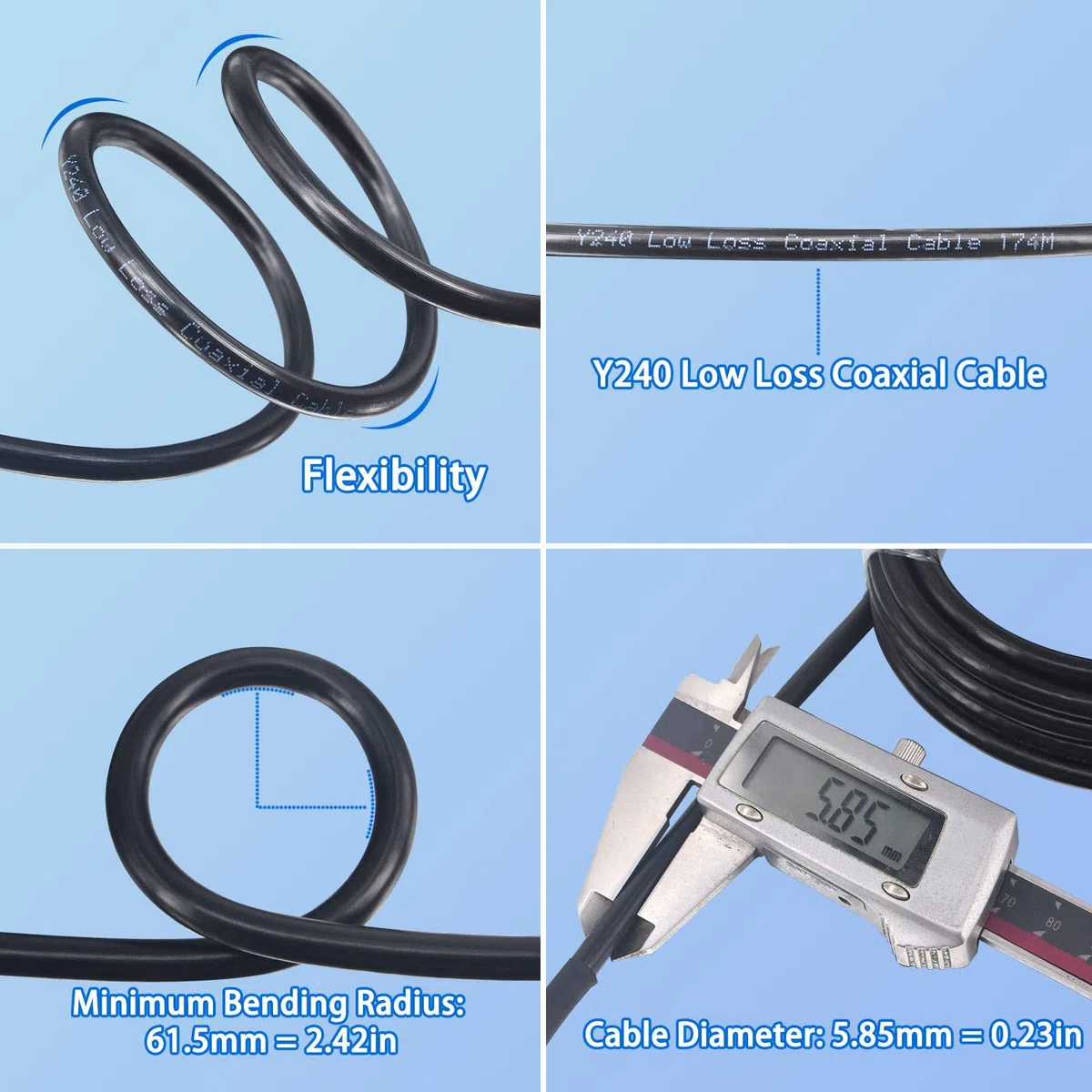 5M/16,4ft Cavo Antenna Gateway N Femmina a RP-SMA Maschio Cavo Coassiale Y240 Cavo di Prolunga a bassa perdita SMA a N Cavo per Minatore di elio Gateway Smart Home Antenna WiFi Router
