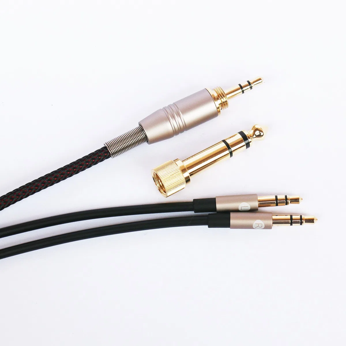 Cavo di ricambio compatibile con cuffie Hifiman Sundara, Arya, Ananda, HE4XX, HE-400i (versione con doppio connettore da 3,5 mm) per cuffie da 3,5 mm / 6,35 mm a doppio connettore jack maschio da