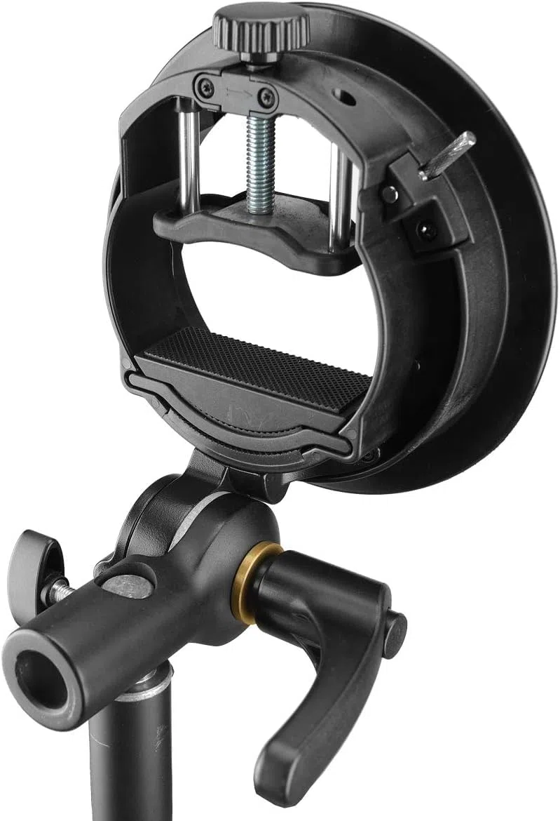 Godox S2 Supporto Bowens, Flash Bracket compatibile con flash Godox V100 AD200 Pro II V1 Pro RS60R AD100 Pro RS60BI TT600, Funziona anche con Flash Sony Canon Nikon Fujifilm