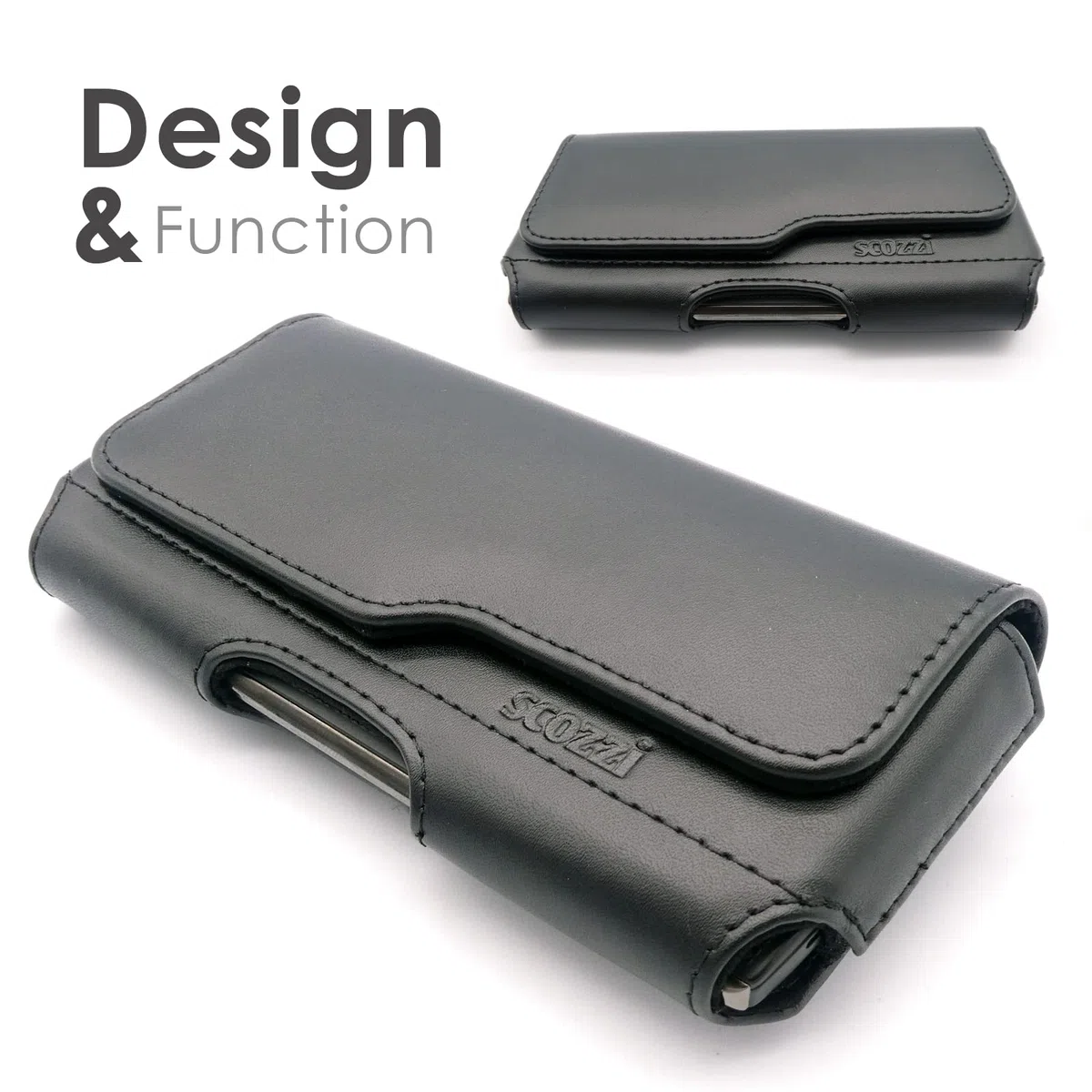 Fondina Porta Cellulare da Cintura Vera Pelle Custodia Supporto Telefono Universal compatibile con Samsung S23 S22 S21 S20 A54 A53 per iPhone 15 14 13 12 11 FE Plus Ultra Mini Lite Pro (Nero)