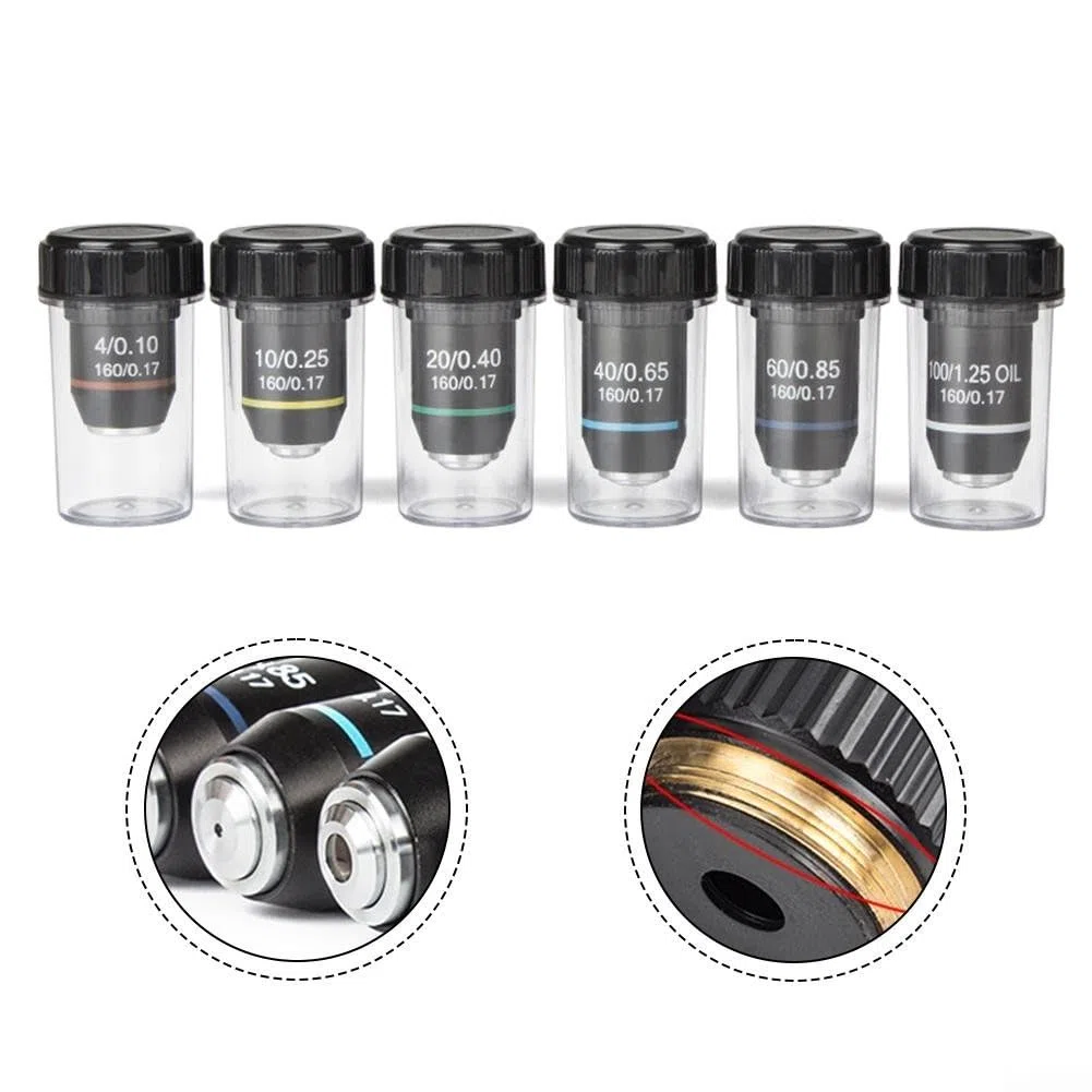 Obiettivo acromatico 195 per microscopi biologici, caratteristiche immersione in olio e design elastico per una visione sicura da 4X a 100X ingrandimento (20X)