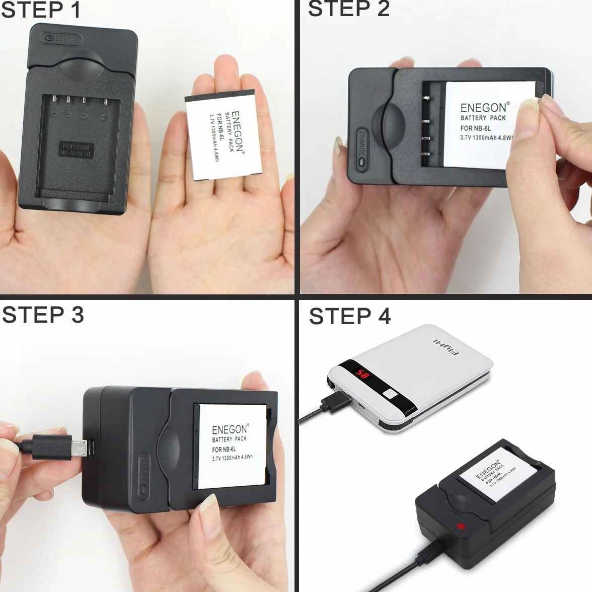 ENEGON Batteria sostitutiva (2 pacchi) e kit caricabatterie per Canon NB-6L, NB-6LH, CB-2LY e Canon PowerShot SX510 HS, SX500 IS, SX700 HS, SX280 HS, SX260 HS, SX170 IS e altre fotocamere
