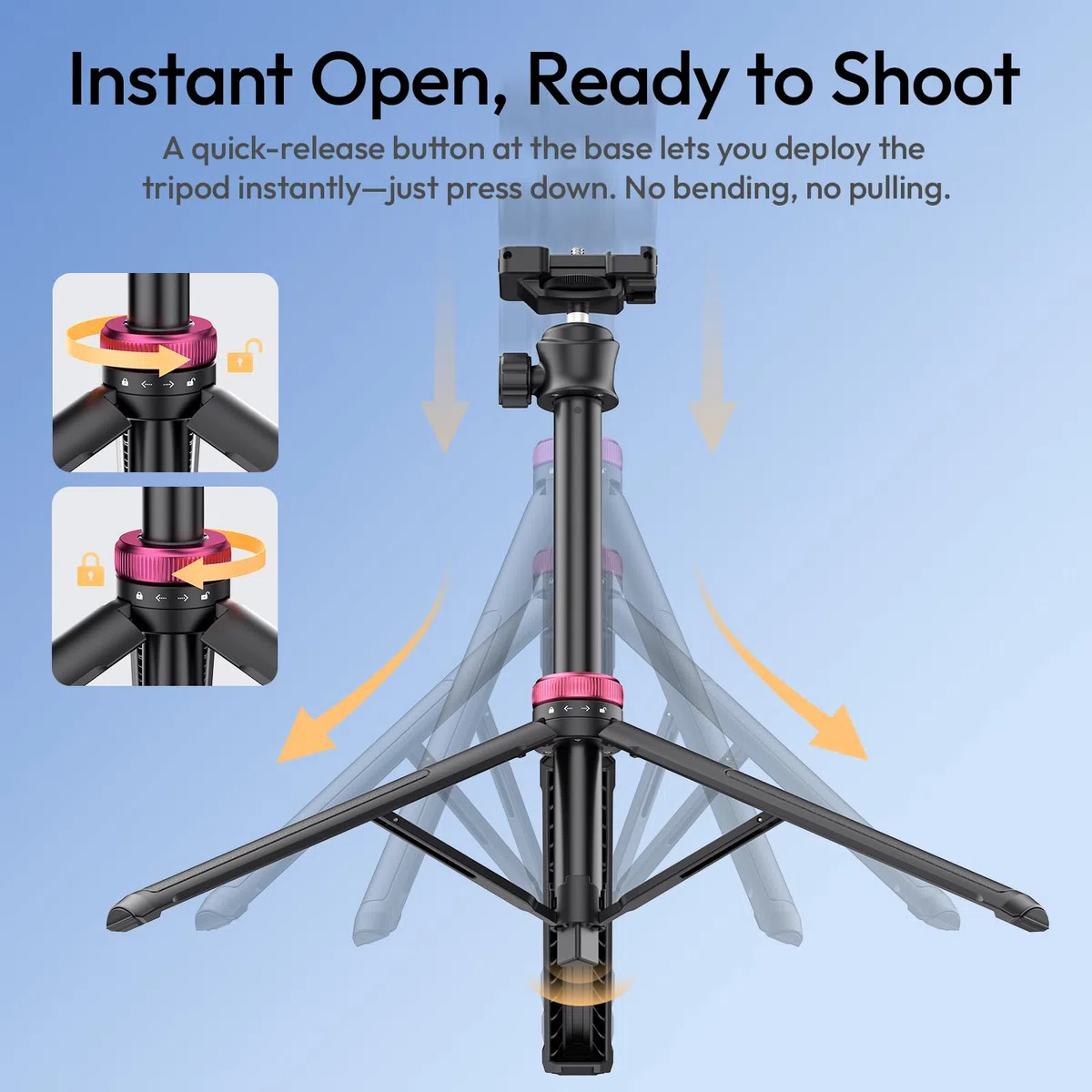 ULANZI MT-44 Treppiede Smartphone 147 cm, 2 in 1 Bastone Selfie con Telecomando, Treppiede Fotocamera con Testa a Sfera 360° e Cold Shoe, Compatto Selfie Stick per Samsung Sony Canon Nikon iPhone 17