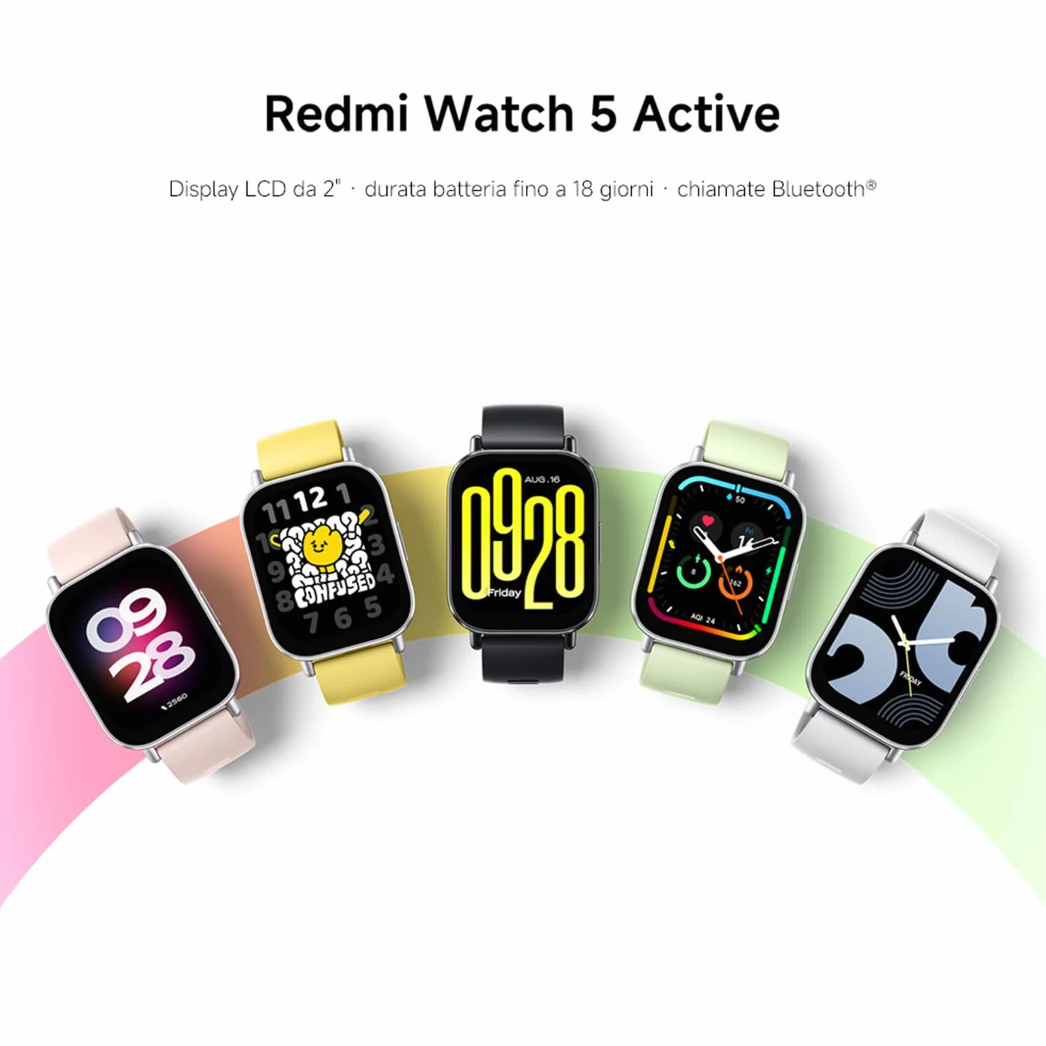 XIAOMI Redmi Watch 5 Active, Smartwatch con display LCD 2", Chiamate Bluetooth, Autonomia 18 giorni, Resistenza Acqua 5ATM, Monitoraggio Frequenza Cardiaca e SpO2, 140+ modalità Fitness, Nero