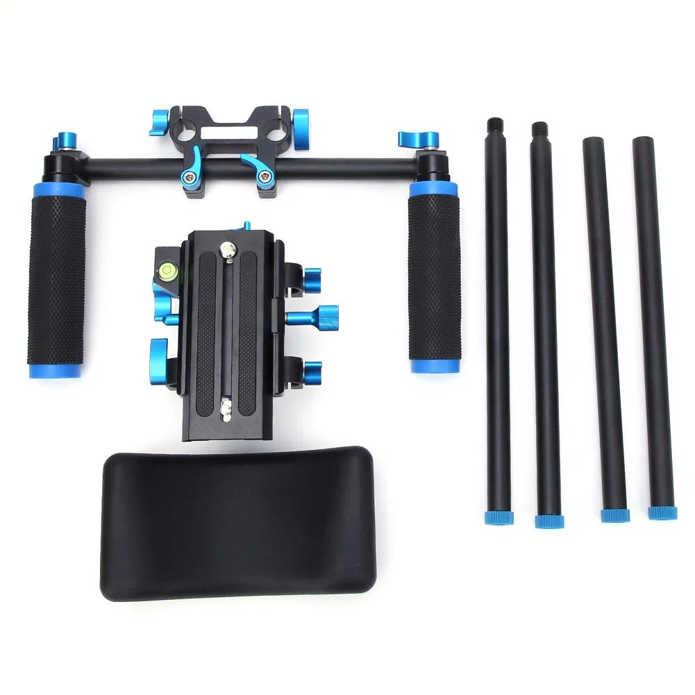 Stabilizzatore della spalla della fotocamera, stabilizzatore della fotocamera con cuscinetto in spugna Posizione regolabile Ripresa accurata Asta di collegamento robusta per fotocamera DSLR
