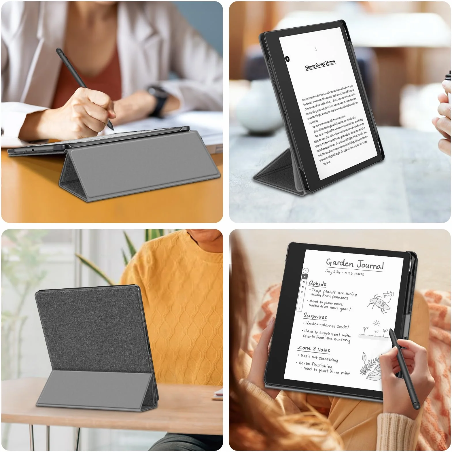 FINTIE Stand Custodia per Kindle Scribe 10,2 Pollici (Modello 2024/2022) con Portapenna - Sottile Leggero Cover Protettiva Case con Auto Sveglia/Sonno per Kindle Scribe 2024, Grigio
