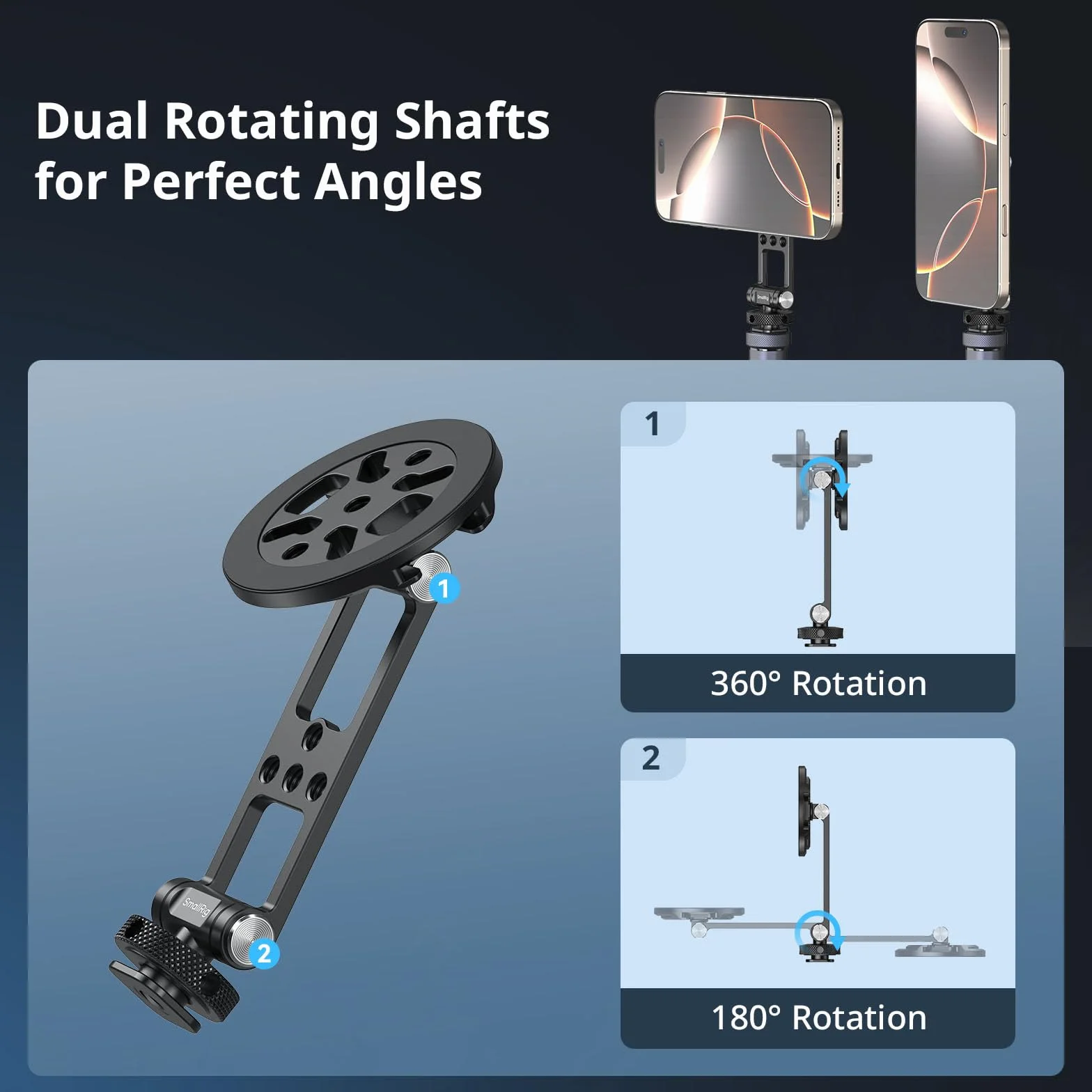 SMALLRIG Supporto magnetico in metallo con innesto per flash, per adattatore da treppiede magsafe, adattatore da treppiede regolabile e girevole per iPhone, monitoraggio della fotocamera, treppiedi