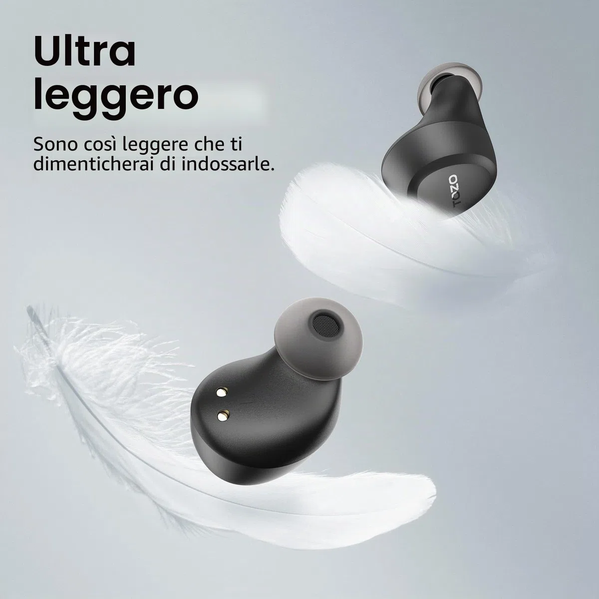 TOZO A1 Cuffie Bluetooth 5.3 con ORIGX Acustica 32 Ore Riproduzione EQ Regolazione Ultraleggero USB Tipo C IPX5 Nero