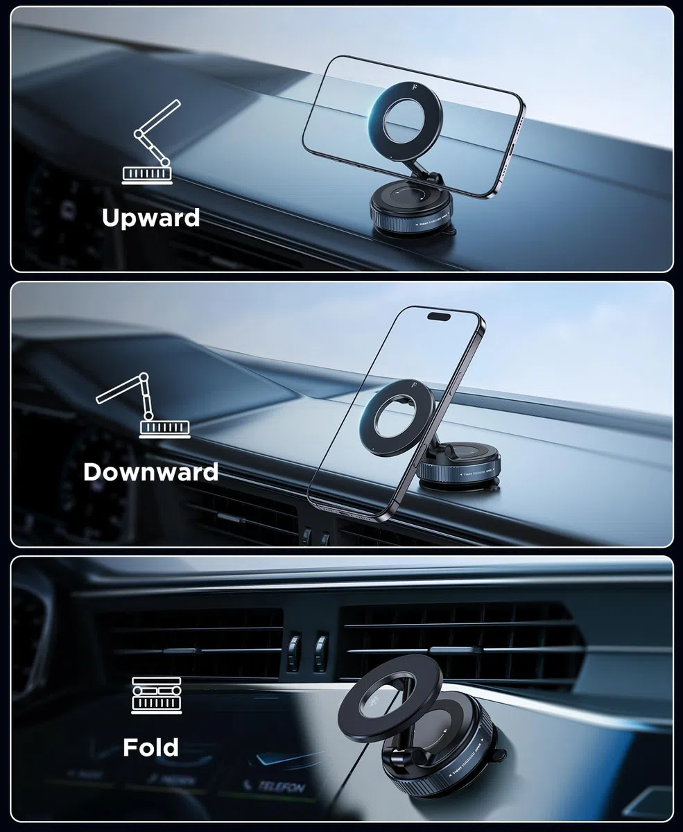 Beeasy Porta Cellulare Auto per Magsafe, [Rotazione a 360° & Ventosa Super Potente], Supporto Telefono Auto Magnetico per Cruscotto e Parabrezza, Porta Telefono Auto per iPhone 17 16 15 14 13 12, Nero