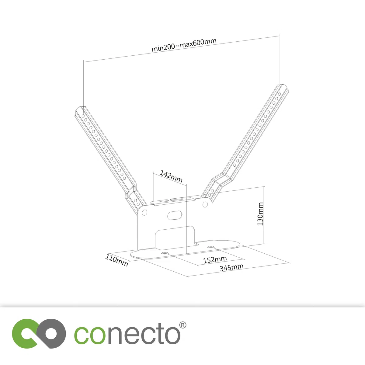 conecto, staffa per altoparlante per il montaggio diretto sulla TV per SONOS Beam Soundbar, materiale: acciaio e alluminio, bianco