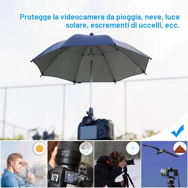 JJC Ombrello per fotocamera Hot Shoe Parasole Copertura per pioggia portatile resistente alle intemperie per proteggere la fotocamera dalla pioggia e dalla luce del sole (Dia. 19.7 ''/ 50cm)