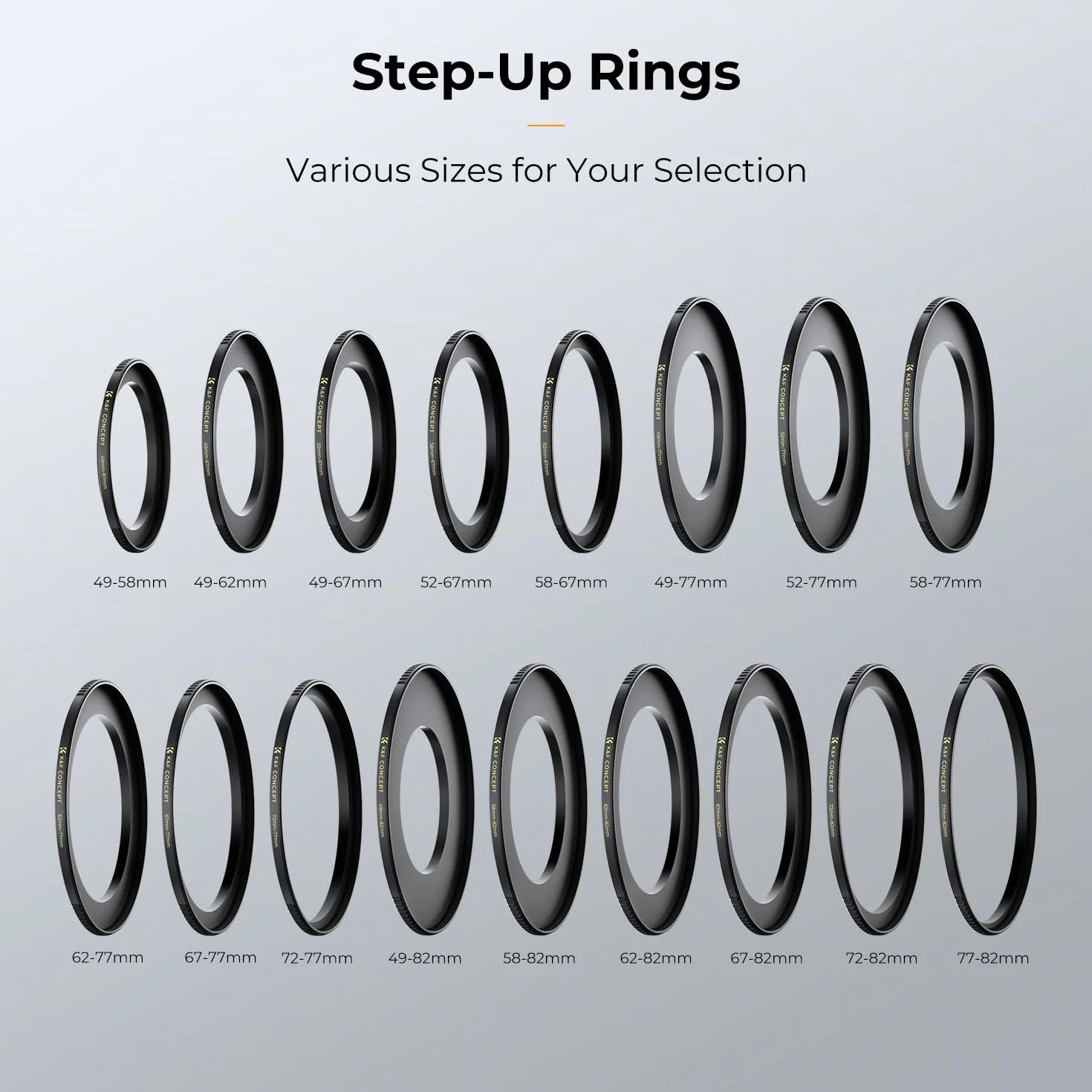 K&F CONCEPT Anelli Step Up Abelli Adattatori Filtri Fotografici in Ottone Step-up 67mm-82mm