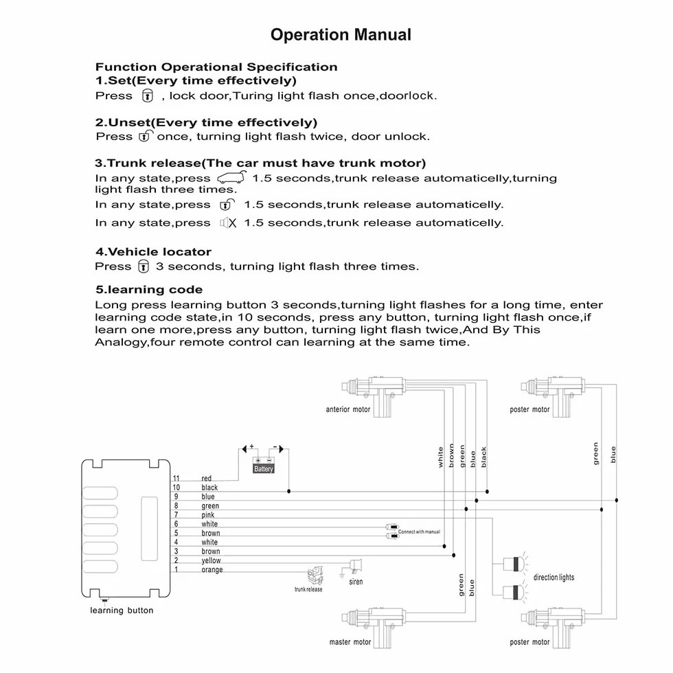 Chiusura Centralizzata Auto, 12V Kit Serratura Smart per Auto, con 4 Attuatori per Serratura Porta e 2 Telecomandi, Viene Fornito con Allarme Auto e Pulsante di Rilascio Bagagli