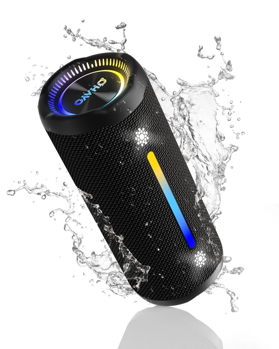OHAYO X10 Cassa Bluetooth Potente 25W con Doppio Driver, Luce LED Show, 24H Autonomia, Bassi Potenziati e Impermeabile IPX7 - Altoparlante Bluetooth con Effetti Luce, Hi-Fi Stereo e Vivavoce (Nero)