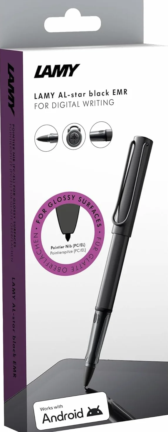 Lamy AL-star EMR black (punta PC/EL) - Penna stilo per molti dispositivi Android - con impugnatura ergonomica - scrittura e disegno precisi su supporti digitali - con tasto funzione