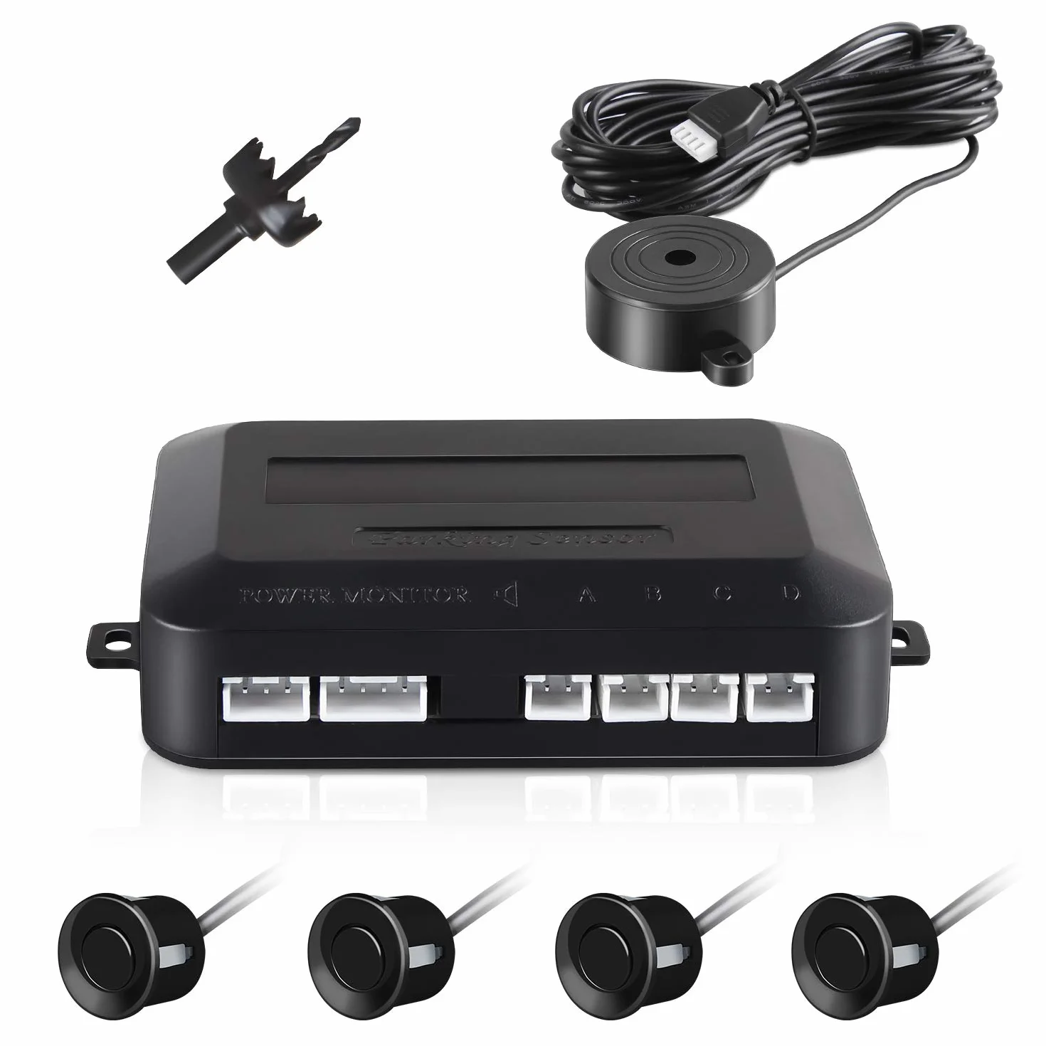 Aolead Sensori Parcheggio Auto Kit 4 Sensori Radar (Nero)