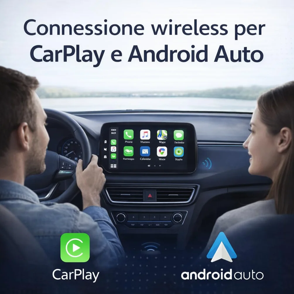 Adattatore CarPlay Wireless e Android Auto 2 in 1 - WiFi 6 5GHz Mini USB Converte Cavo in Wireless - Plug & Play Connessione Rapida 9s per iPhone iOS 10+ Android 11+ Auto dal 2016