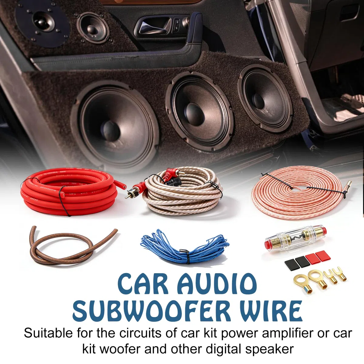 BYZESTY Set di cavi per subwoofer 4GA, 5 m, set di cavi amplificatori, per auto, set di connettori per amplificatore, set di collegamento per la modifica audio per auto