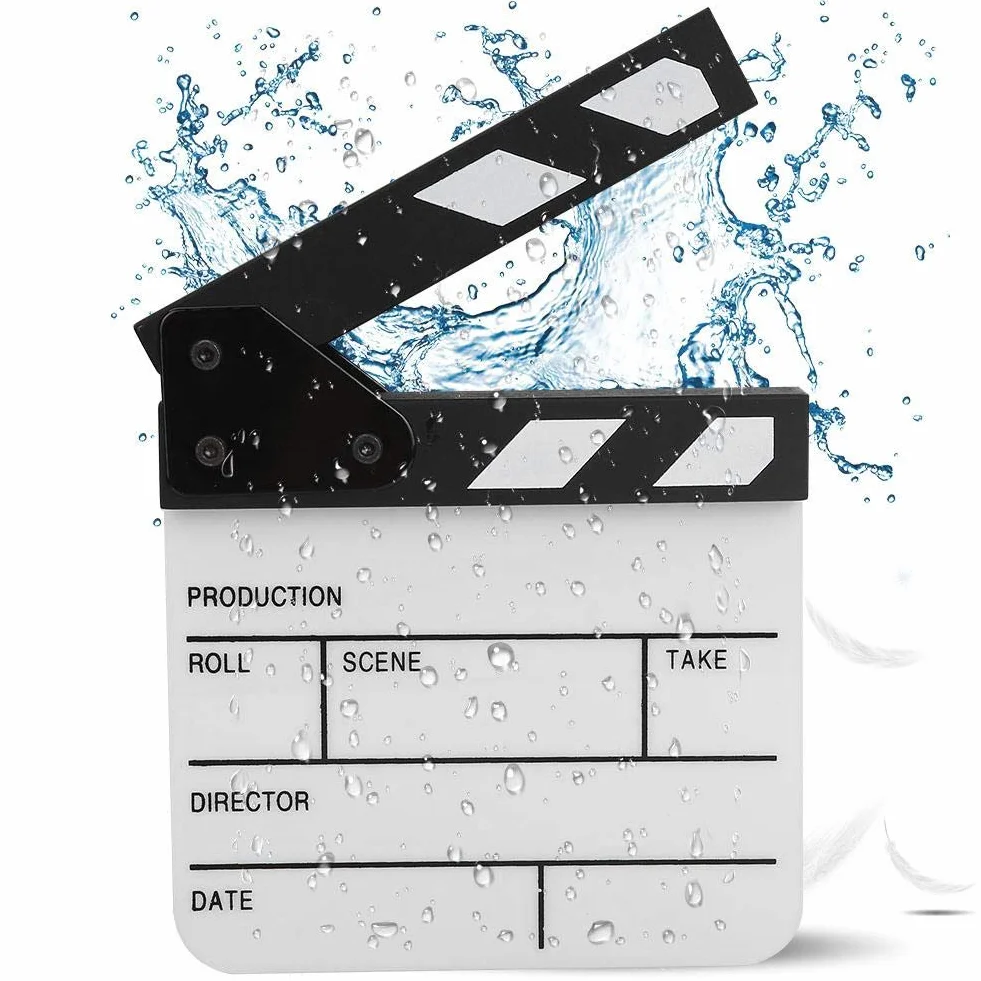 Clap Board, Metal Mini Acrilico Regista Scene Ciak TV Film Action Board Film Cut Prop con penna(Bianco nero)
