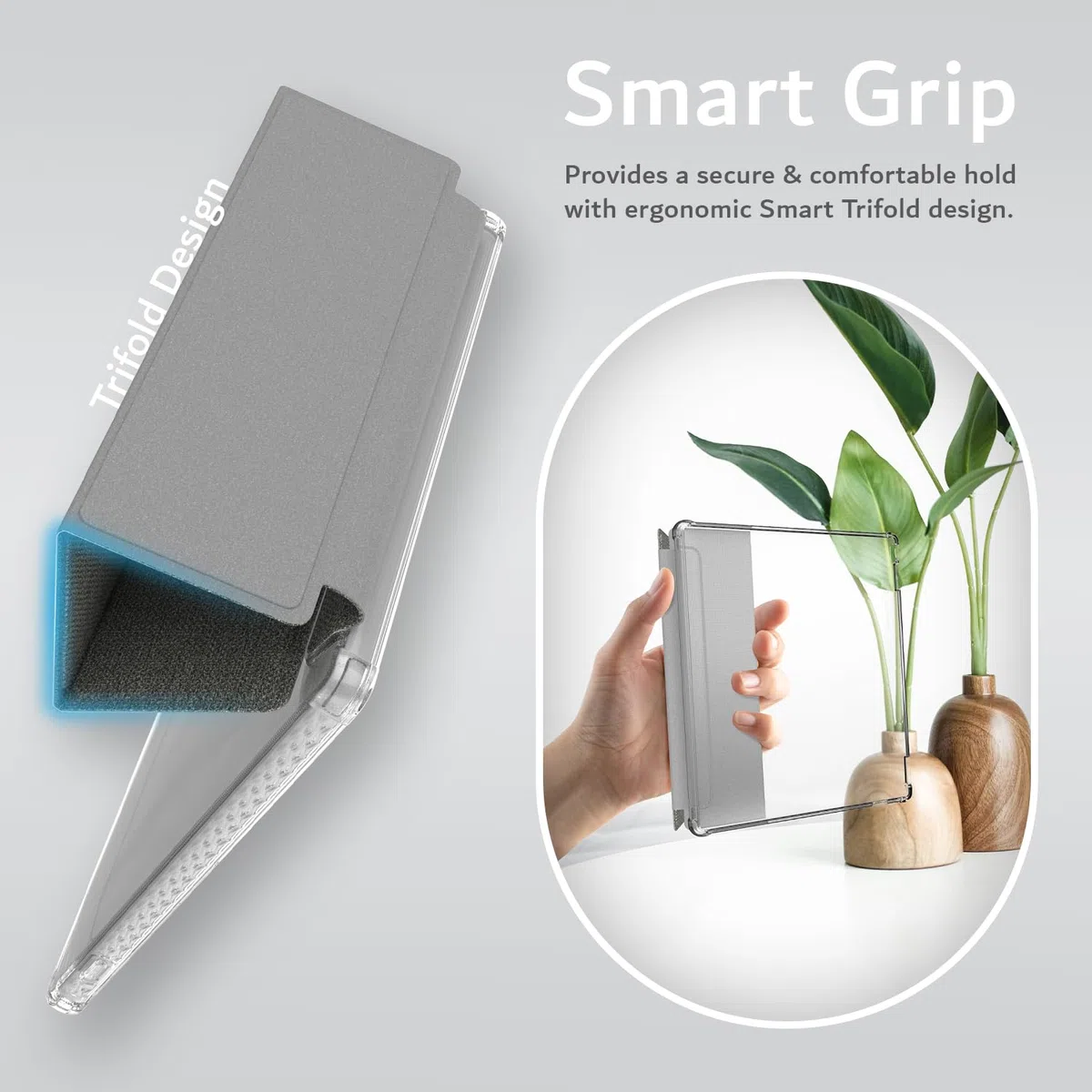 TUDIA SKN FLIP Progettato per Custodia Onyx Boox Go 7 / Color 7 (Gen I 2024 / Gen II 2025 / Gen 2) [Tecnologia Avanzata di Auto Sveglia/Sonno] Cover Trifold da 7" in Pelle TPU Antiurto (Grigio)