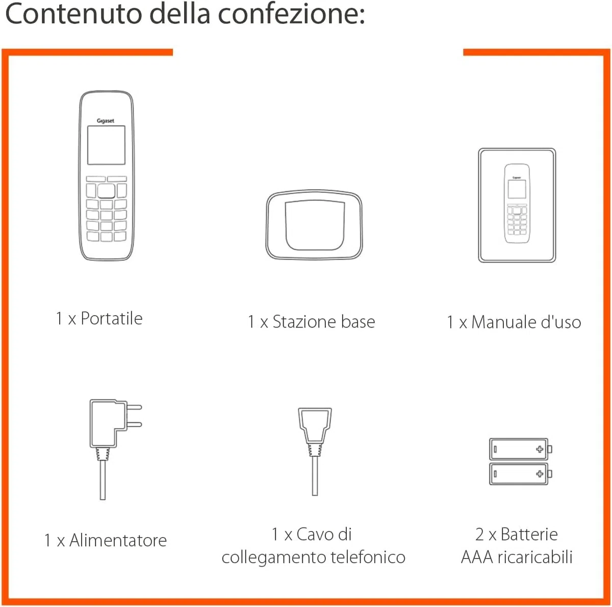 Gigaset A116 - Telefono Cordless - Durata delle batterie 12 ore di conversazione e 130 ore di standby - Fino a 50 voci, Nero [Compatibile in IT, ES]