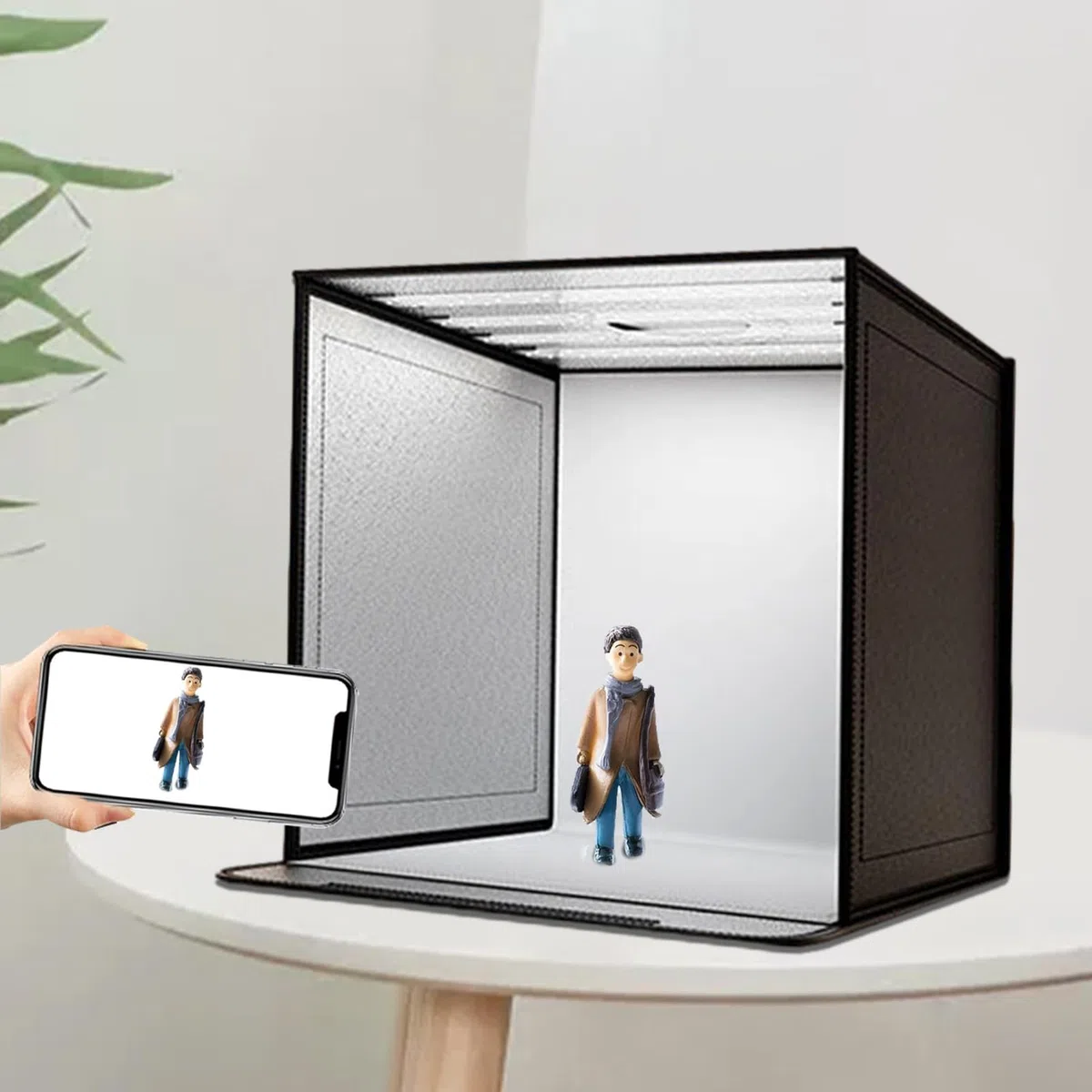 Scatola luminosa portatile per studio fotografico - pieghevole con luci a LED integrate | Kit fotomatone per fotografia di prodotto, anelli, trucco, animali domestici, artigianato e modelli | Te