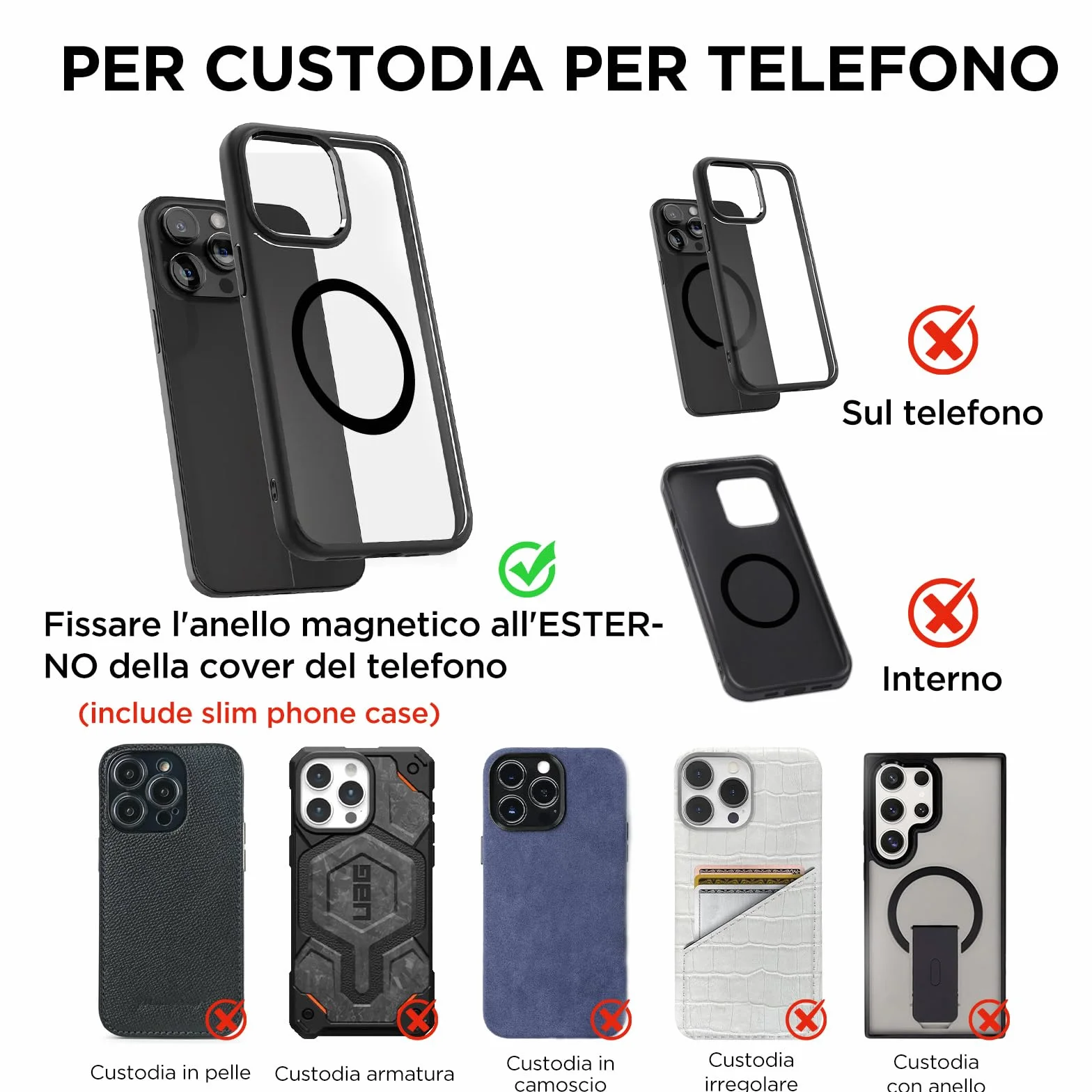 MSXTTLY Supporto Magnetico Cellulare Auto Vmag-S1, Supporto Telefono Auto per Magsafe, 360° Rotazione Pieghevole, Magnete Super Compatibile con tutti i telefoni con iPhone 17-12 Pro MAX e Android Nero
