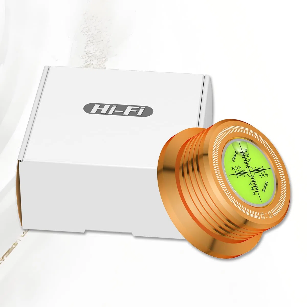 Viborg Golden 50HZ 3 in 1 - Morsetto per piastra con giradischi in vinile LP regolabile, disco in metallo, disco girevole stabile per vibrazioni, diametro 77 mm, altezza 33 mm