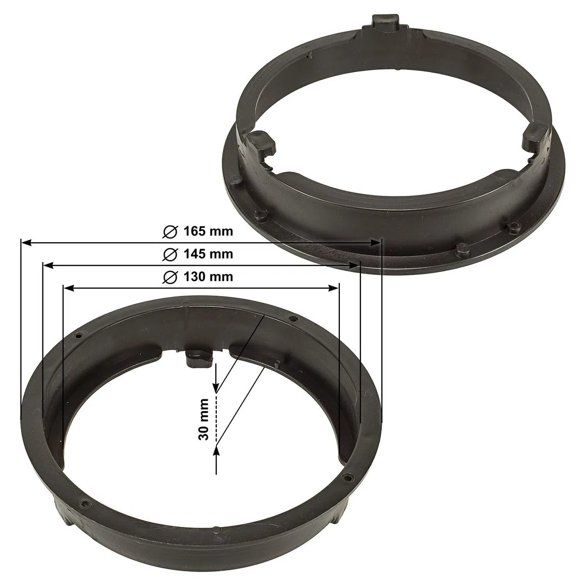 tomzz Audio 2837-000-1 Anelli per altoparlanti Staffe di adattamento compatibili con Mitsubishi ASX Mirage Space Star Outlander Pajero per altoparlanti DIN da 165 mm