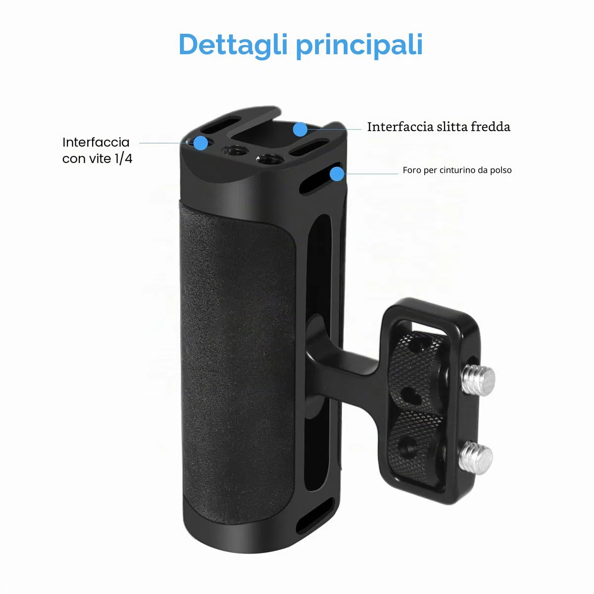 Maniglia sinistra destra regolabile maniglia maniglia maniglia laterale Mini con interfaccia scarpa Fredda e supporto a vite 1/4 "-20 per Gabbia fotocamera digitale