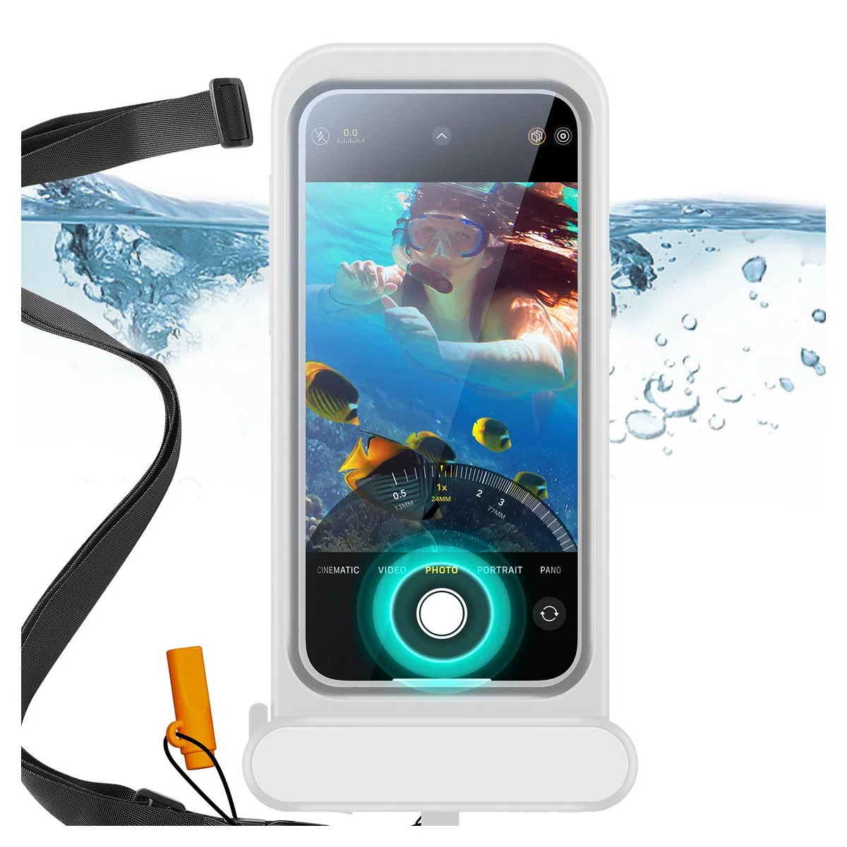 ESR Custodia Impermeabile per iPhone 15 Pro Max/14 Pro Max, Sensibilità al Tocco Sott'acqua, Impermeabile IPX8, Cover Galleggiante Subacquea con Cordino, Ideale per Lo Snorkeling, Bianco Trasparente