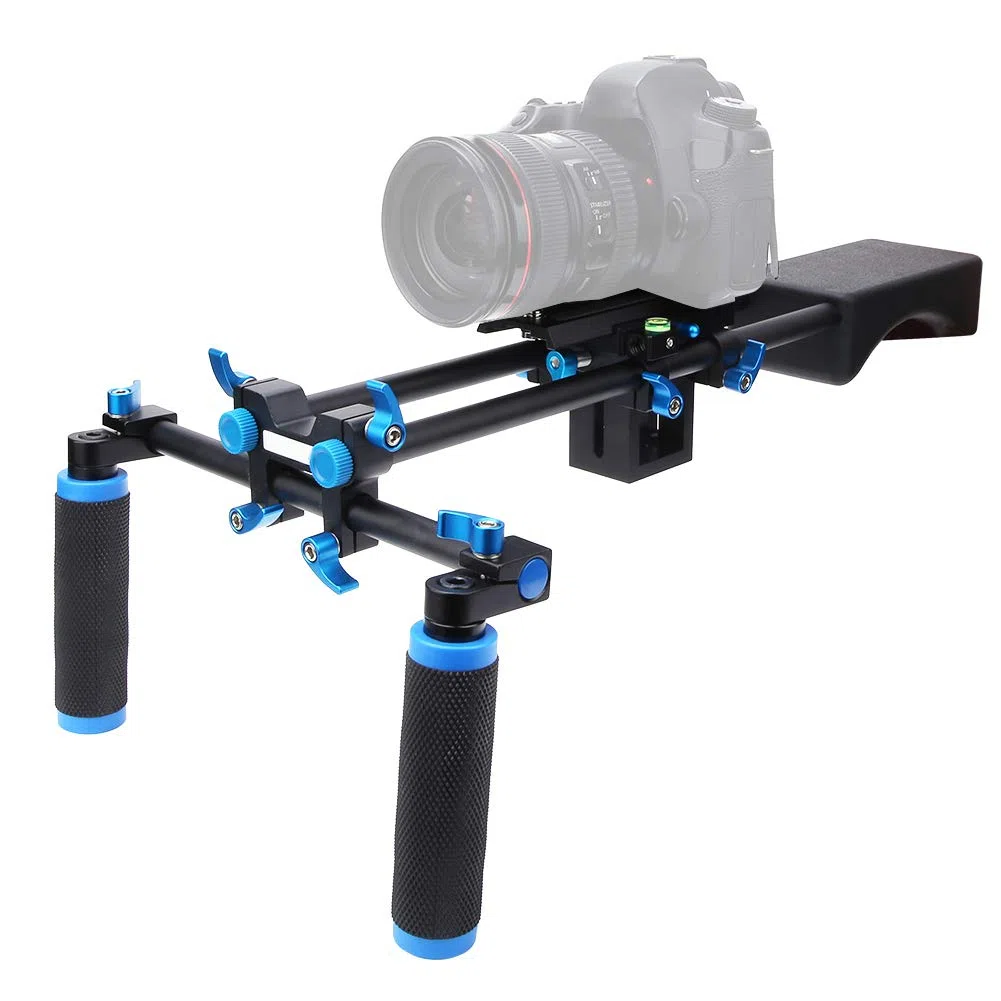 Stabilizzatore della spalla della fotocamera, stabilizzatore della fotocamera con cuscinetto in spugna Posizione regolabile Ripresa accurata Asta di collegamento robusta per fotocamera DSLR