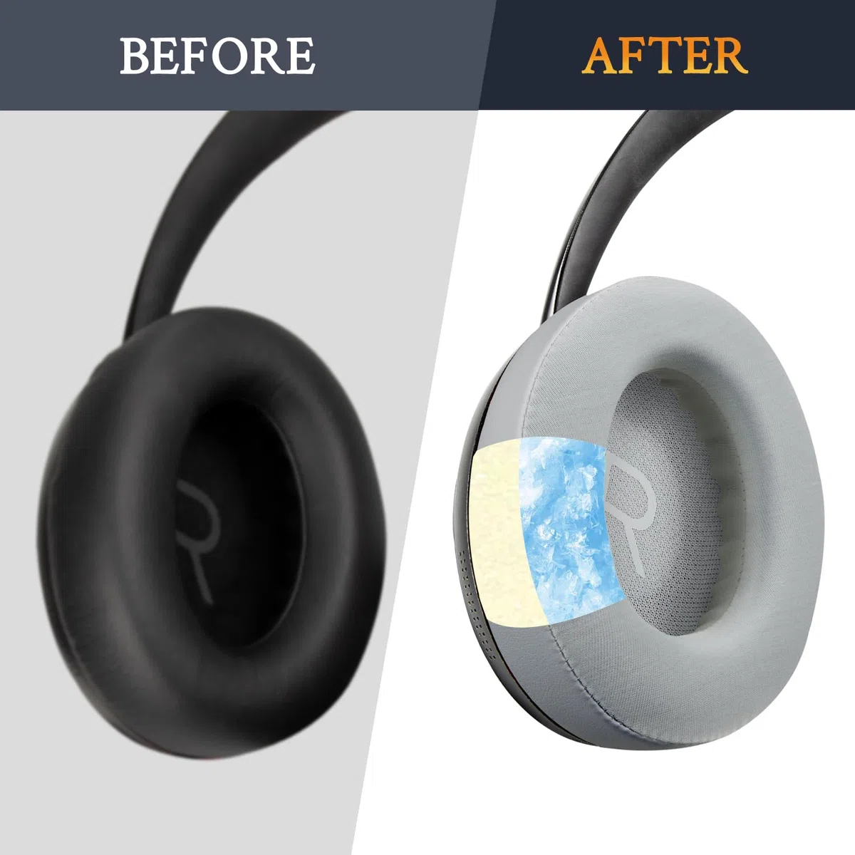 SOULWIT Cuscinetti Auricolari di Ricambio in Gel di Raffreddamento per Bose 700 (NC700) Cuffie Wireless, Cuscinetti Auricolari con Tessuto di Seta Ghiacciata, Schiuma Antirumore ad Alta Densità