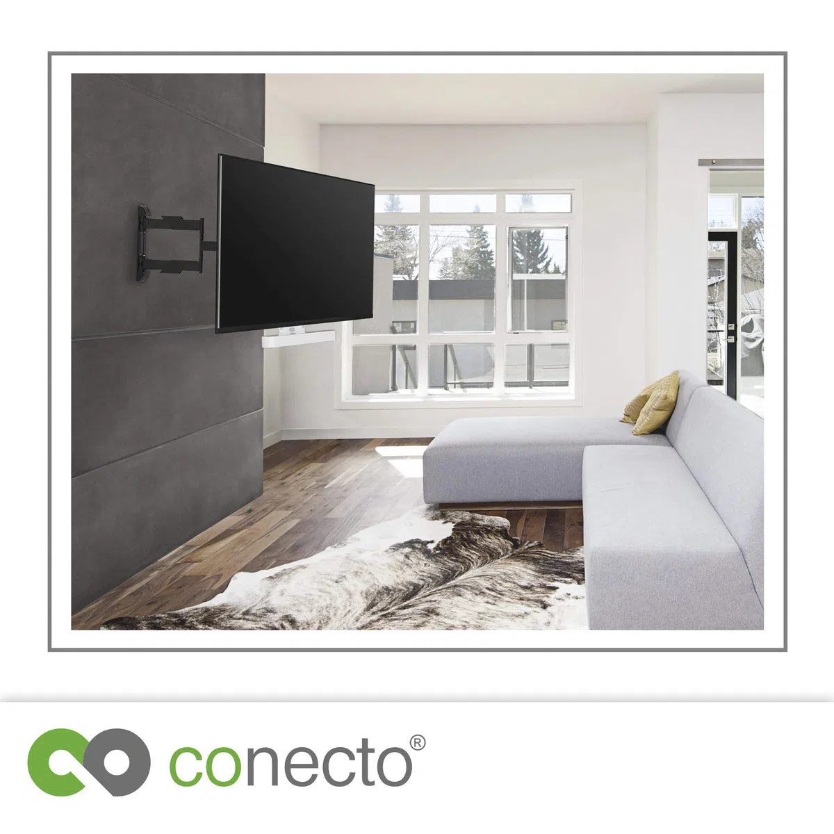 conecto, staffa per altoparlante per il montaggio diretto sulla TV per SONOS Beam Soundbar, materiale: acciaio e alluminio, bianco