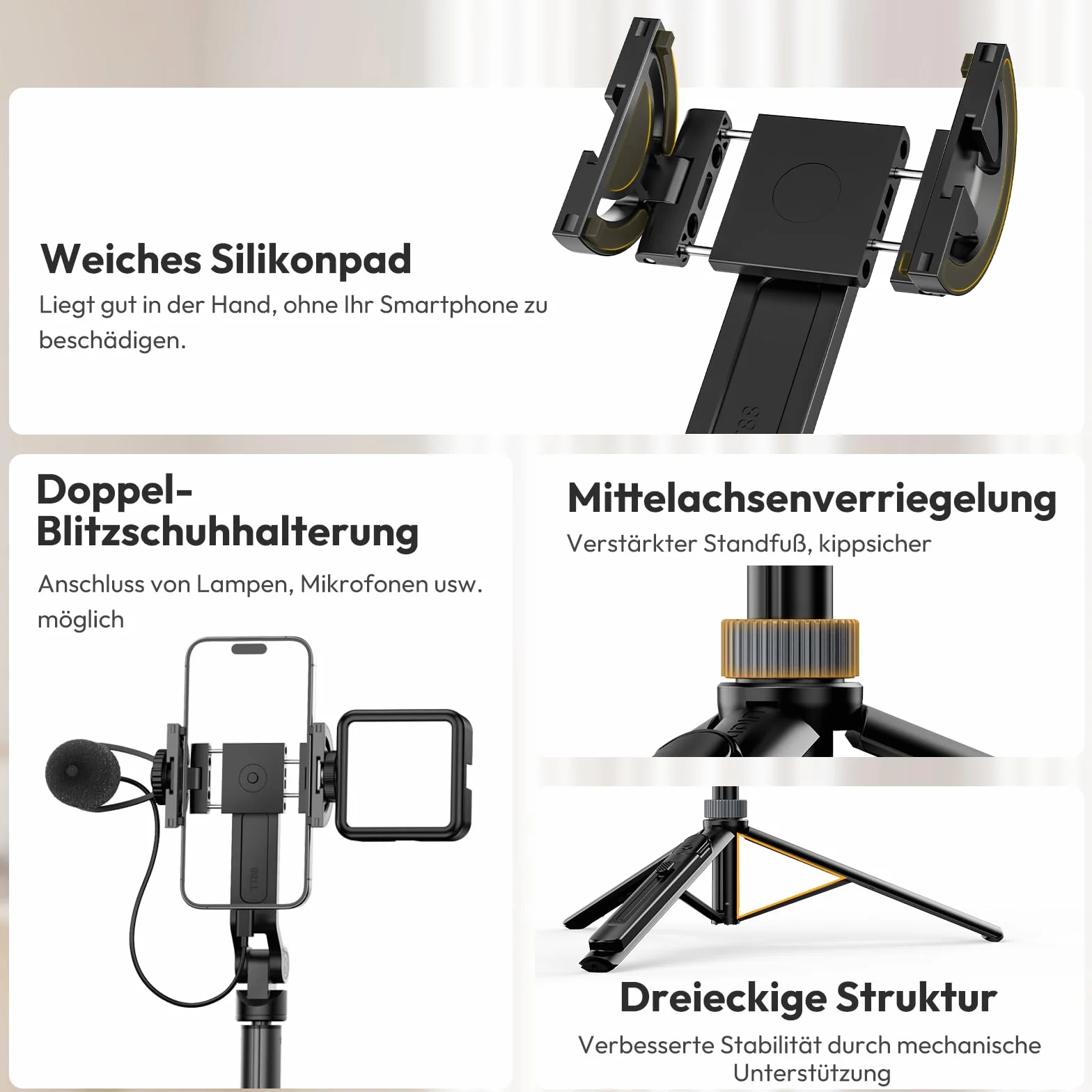 ULANZI TT88 Cavalletto smartphone 147 cm, Tripode cellulare magnetico con telecomando ricaricabile, Treppiede telefono portatile per ripresa dall'alto, 2 cold shoe, compatibile con iPhone/Samsung