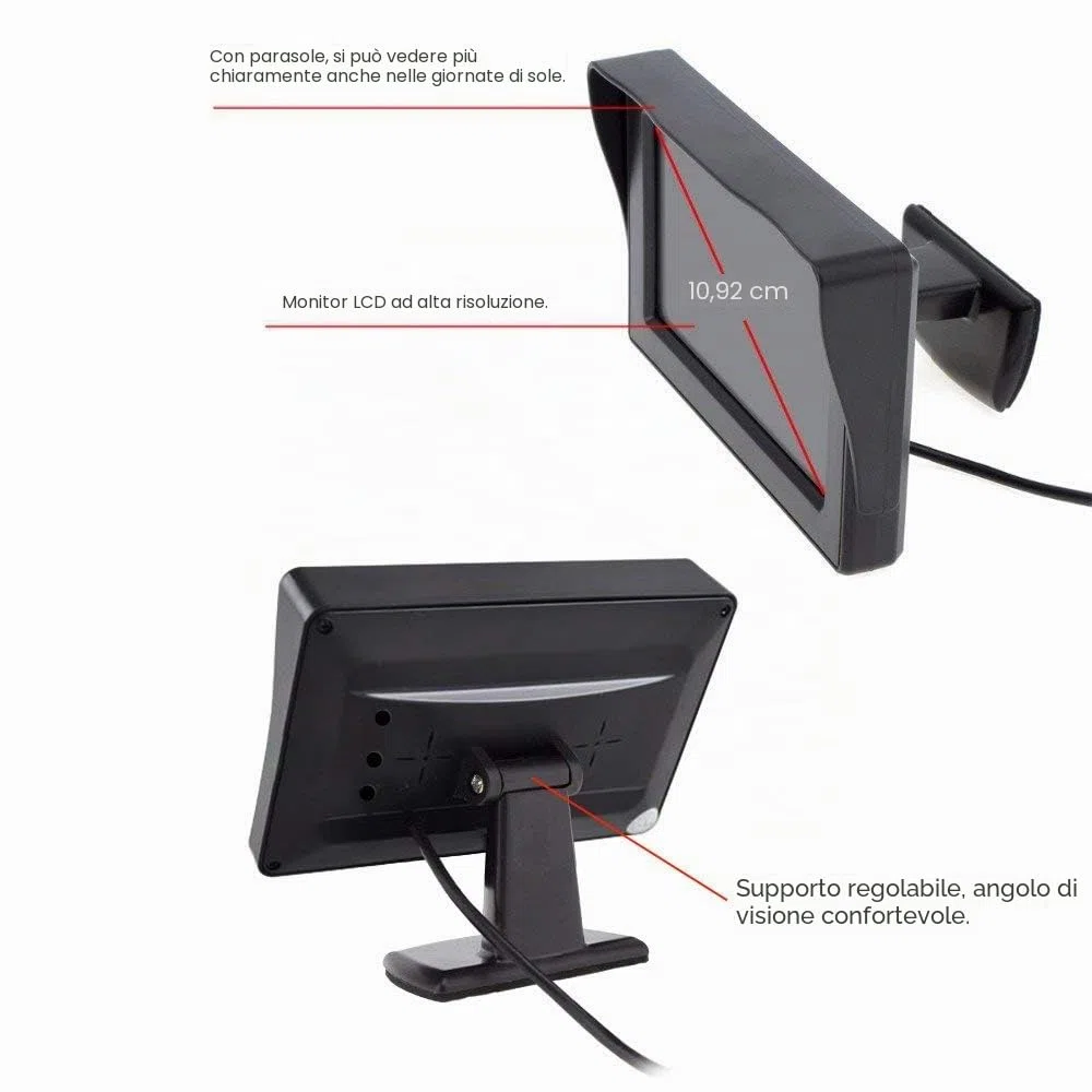 4.3 pollici LCD schermo telecamera posteriore posteriore impermeabile telecamera posteriore con monitor per auto SUV camion