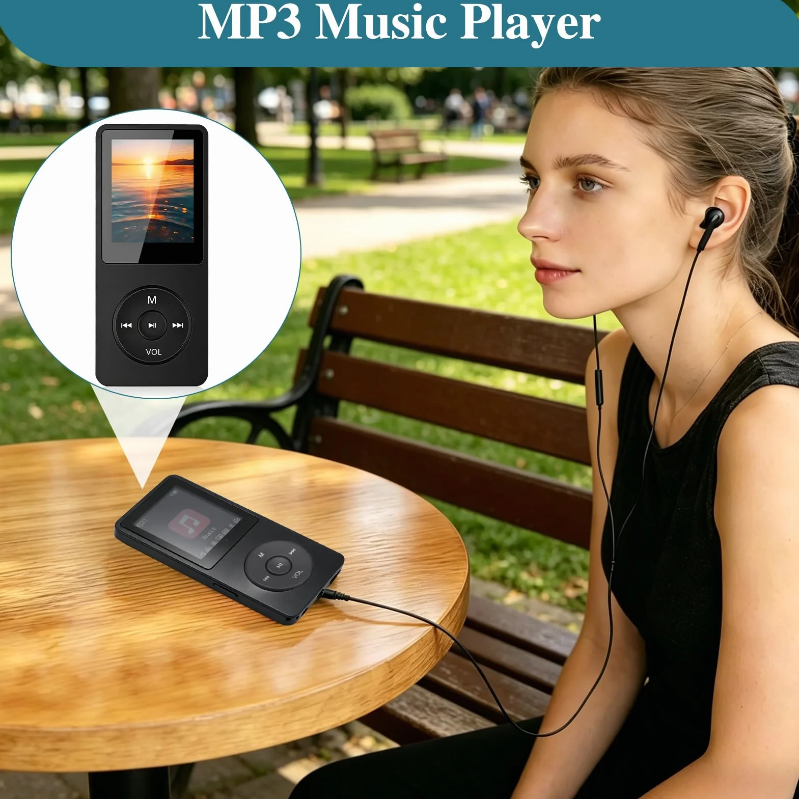 Lettore MP3 Bluetooth 5.3 con 64 GB di memoria, lettore musicale portatile con altoparlante, lettore MP3 HiFi per bambini e adulti, autonomia 70 ore, radio FM, display da 1,8 pollici, scheda TF fino a