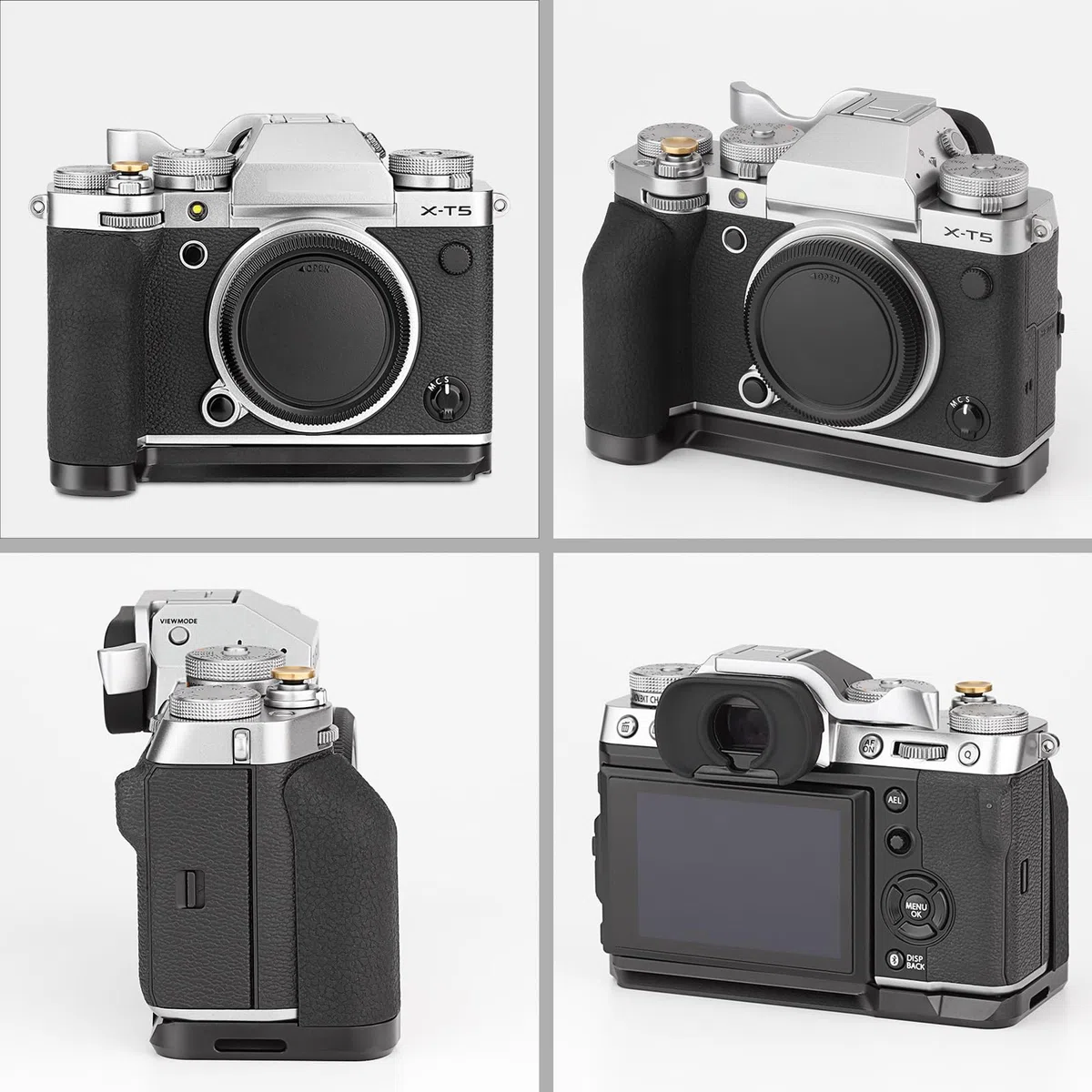 Maniglia Haoge X-T5 per Fuji XT5 con impugnatura laterale ergonomica in silicone, piastra Arca Swiss per DJI RS2/RS-C2/RS3/RS3-PRO/Mini Stabilizzatore Gimbal, Nero MHG-XT5B