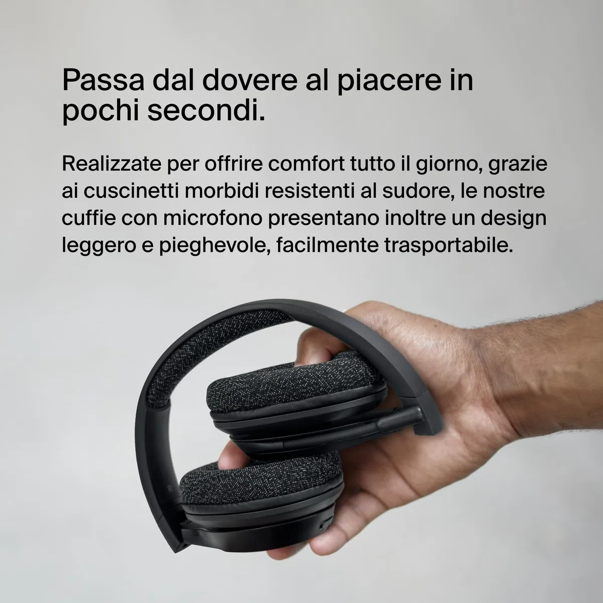 Belkin SoundForm Adapt Cuffie Bluetooth Over-Ear con Microfono a Braccio, Bluetooth Multipoint, Cuffie Wireless ENC, Durata Batteria di 65 Ore, Ricarica Rapida con USB C, Nero