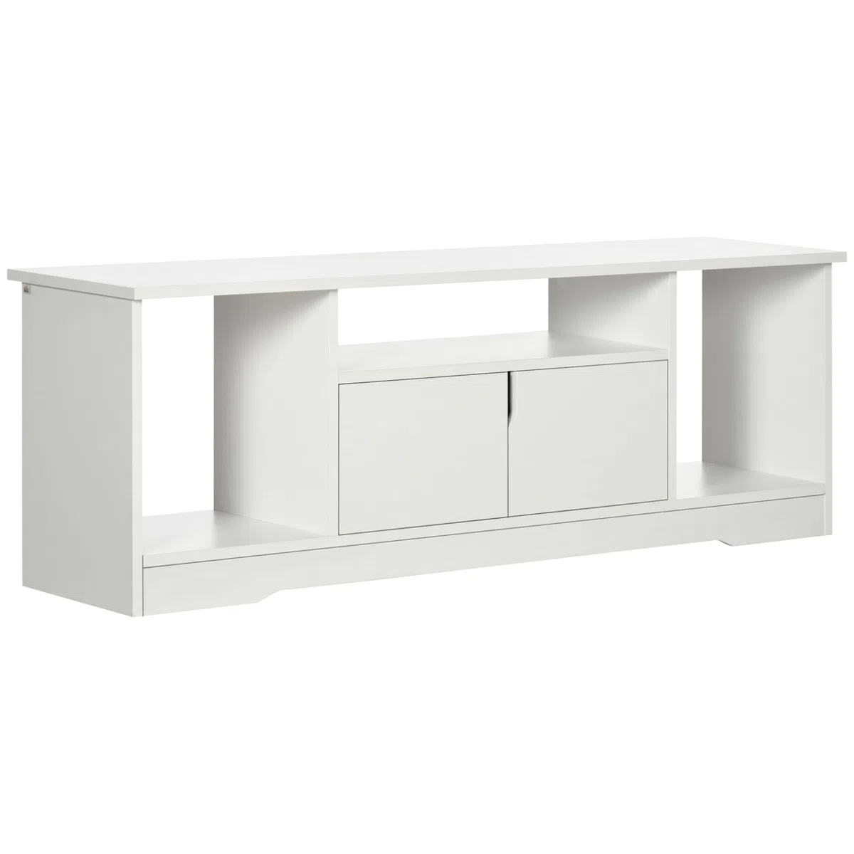 HOMCOM Mobile Porta TV Fino a 42'' con Armadietto e Ripiani Aperti, Mobiletto TV per Salotto e Soggiorno in Legno, 120x30x41cm, Bianco