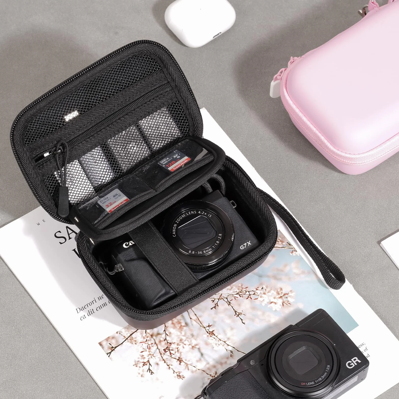 ProCase Custodia Macchina Fotografica Digitale Compatta Compatibile con Canon SX740 HS, Canon G7X Mark III Mark II, Sony ZV-1, Kodak Pixpro WPZ2, Universale Portatile Borsa Macchina Fotografica-Rosa