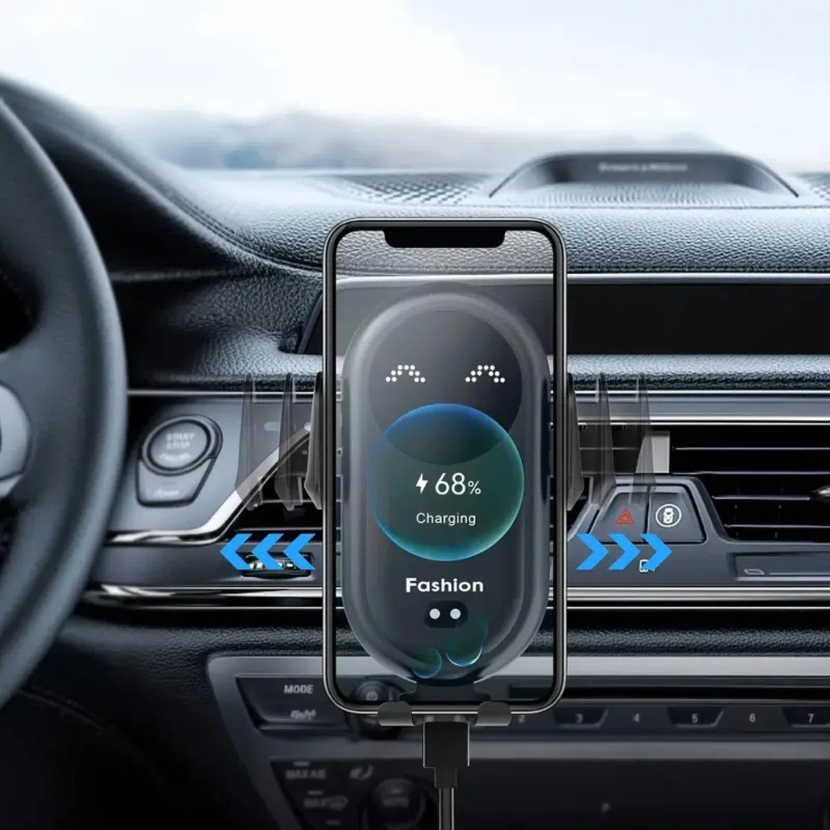 Supporto per telefono da auto da 15 W, caricatore wireless a induzione, blocco automatico intelligente, supporto per caricabatterie da auto wireless, supporto per presa d'aria, per iPhone 15 14 13 12