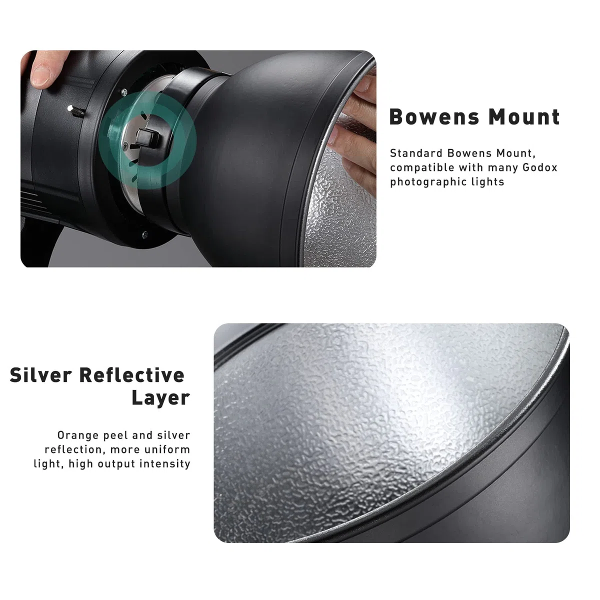 Godox Riflettore Bowens Mount Riflettore AD-R6 7" Modificatore di Luce Versatile per AD600, AD400Pro, MS200, MS300, SK400II, SK300II, SL60W, VL150, SL150W, e altro ancora