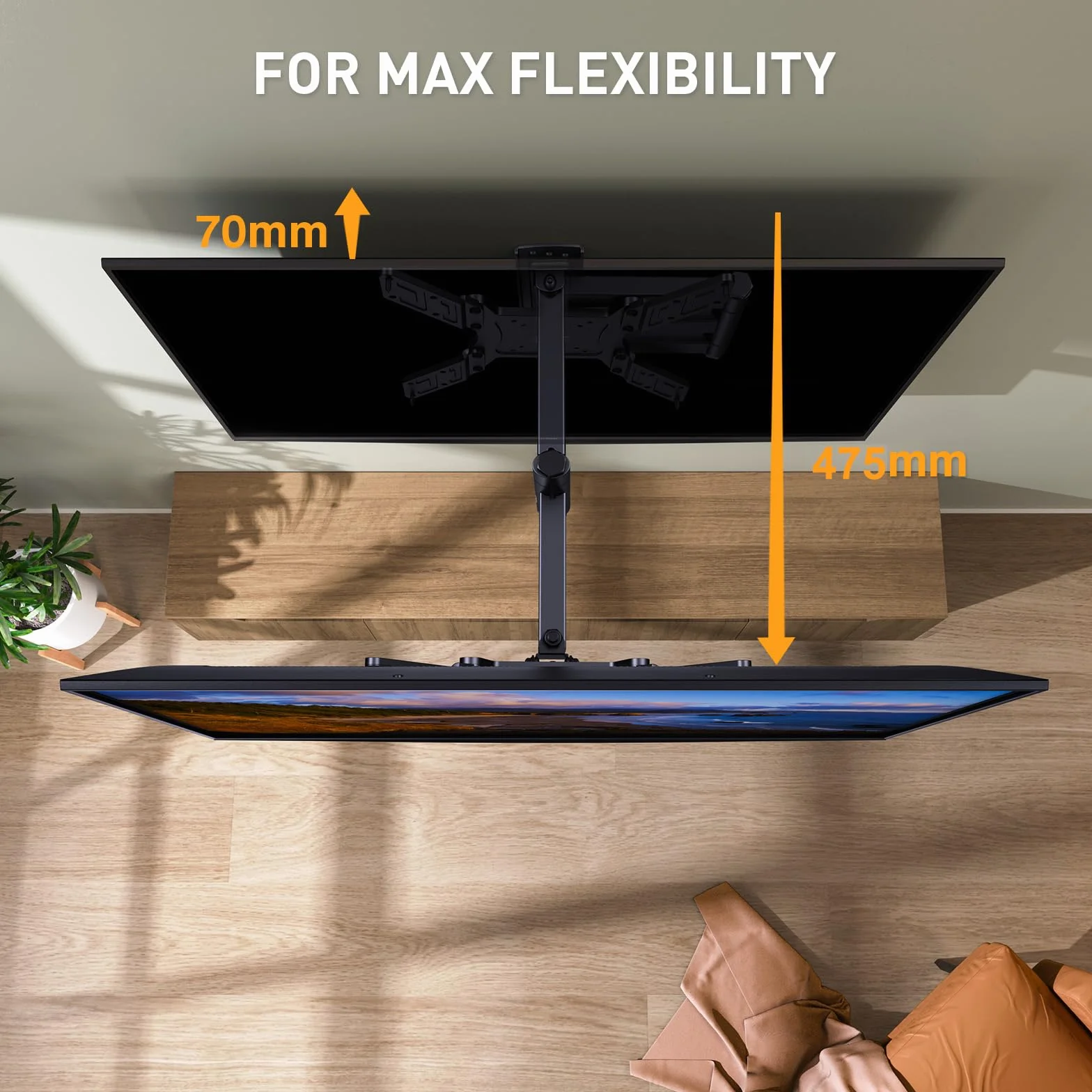 Perlegear Supporto da Parete per TV da 26 a 65 Pollici, Staffa TV con Braccio Girevole ed Estendibile, Max VESA 400x400, Supporto Ultra Resistente 45 kg - PGMFK6