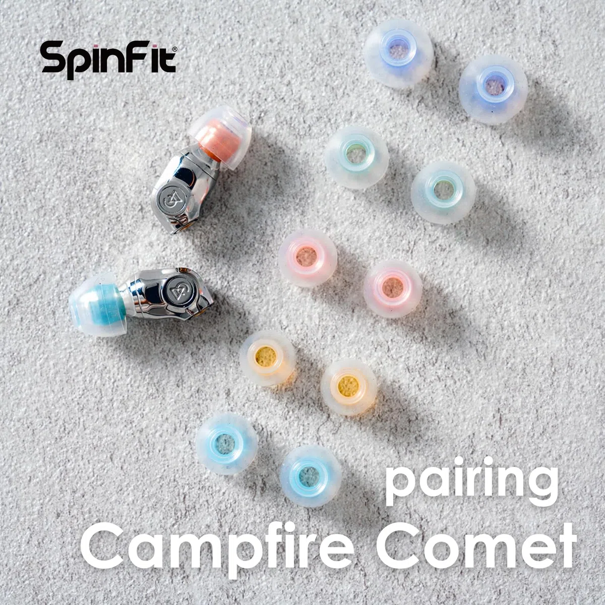 SpinFit W1 per IEM - SS - Punte auricolari brevettate in silicone di grado medico, doppio nucleo a forma di W, più stabilità