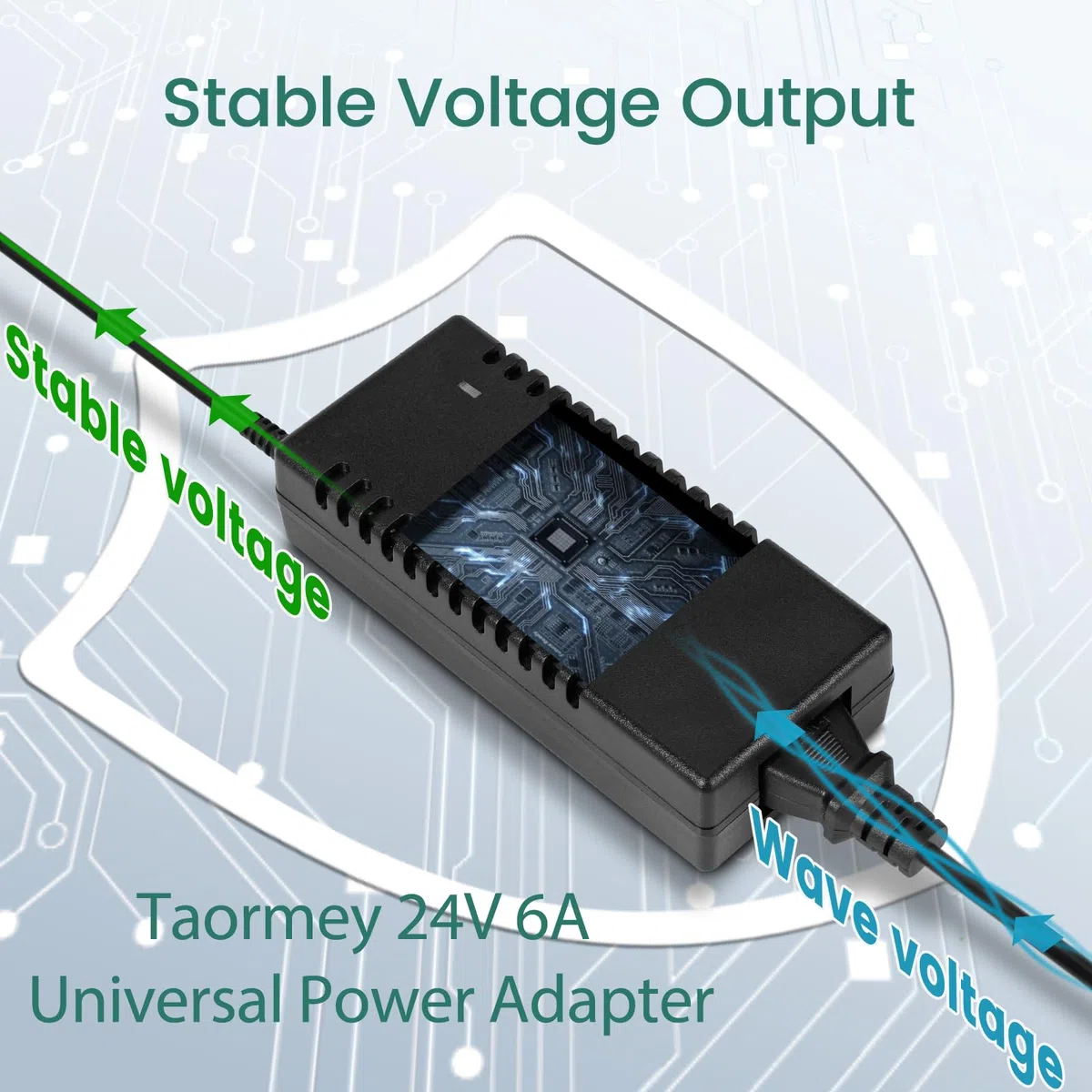 Adattatore di alimentazione universale da 24 V, 6 A, CA 100-240 V fino a CC 24 V, 6 A, alimentatore per strisce LED, TV, DVD, LCD, monitor radio, fotocamera, presa europea 5,5