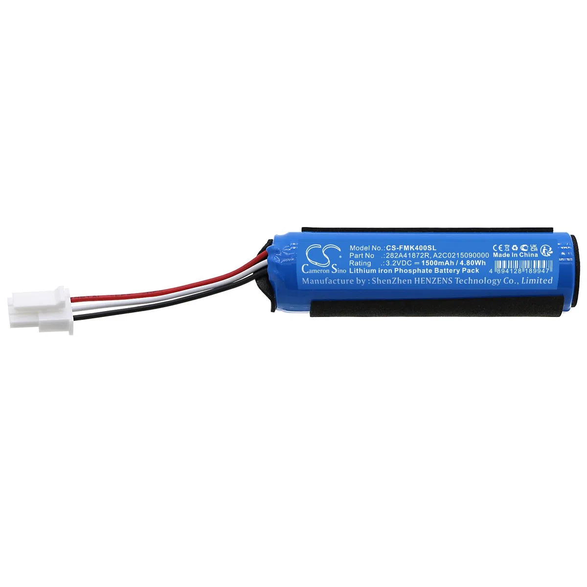 Cameron Sino Batteria di ricambio per Renault Clio 2021, Clio 2021, Focus MK4 LX7T-AM PN: Renault 282A41872R, 370001_SYA1, 370001-SGA0, A2C0145400000, A2C021509000. 00 15 00 mAh / 4,80 Wh