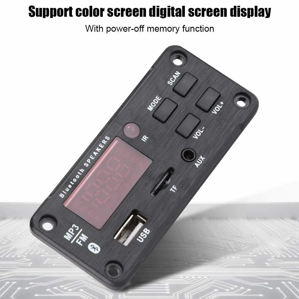 Scheda decodificatore USB MP3 Car Audio Bluetooth Scheda decodificatore MP3 Bluetooth 5.0 Modulo di registrazione chiamata Vivavoce Memoria USB MMA FM amplificatore Radio